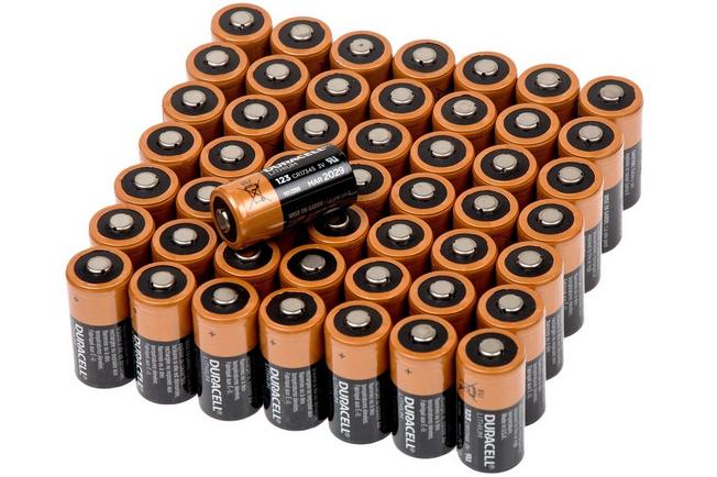 Duracell CR123A battery, set of 50 pcs.