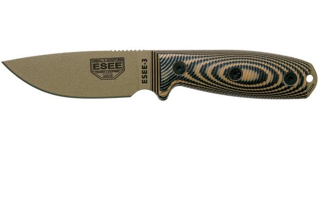 Esee Knives Model 3 - 3D Black G-10 Handle / 1095 Steel / Black