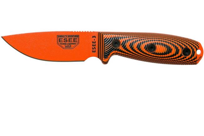 ESEE Model 3 Orange Blade 3D Orange-Black G10 coltello da sopravvivenza  3PMOR-006 fodero nero + gancio per cintura