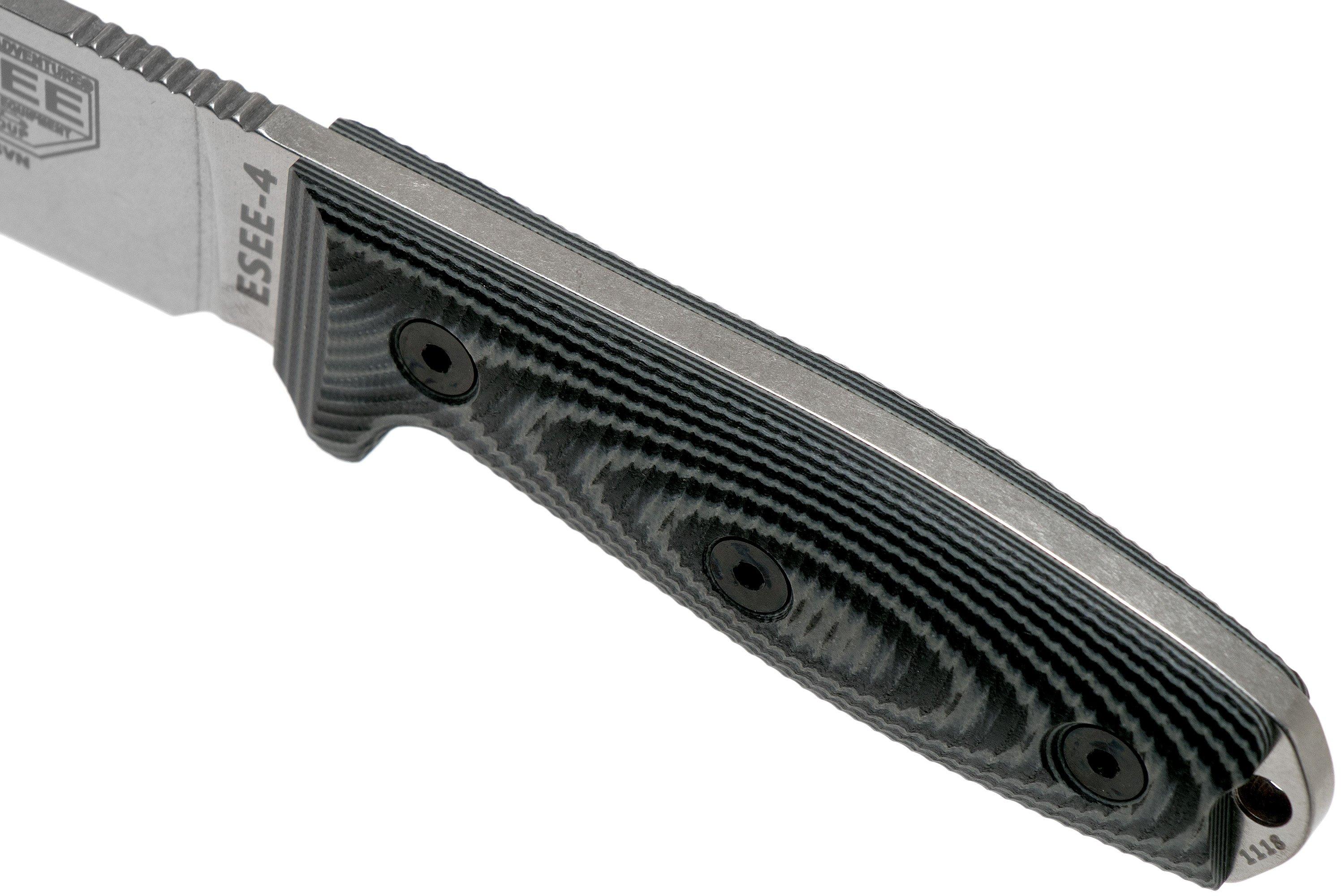 Kydexscheide Micarta-Griff Clipplatte ESEE Model 4 mit rostfreier S35V Klinge