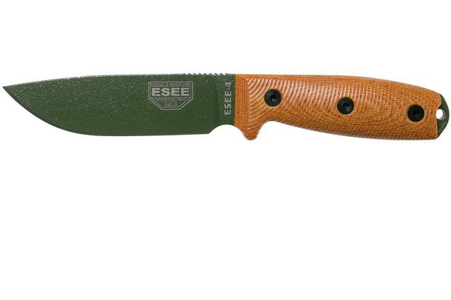 ESEE Knives ESEE 4 Olive Drab Blade Natural Canvas Micarta 3D Handle 4POD-011 