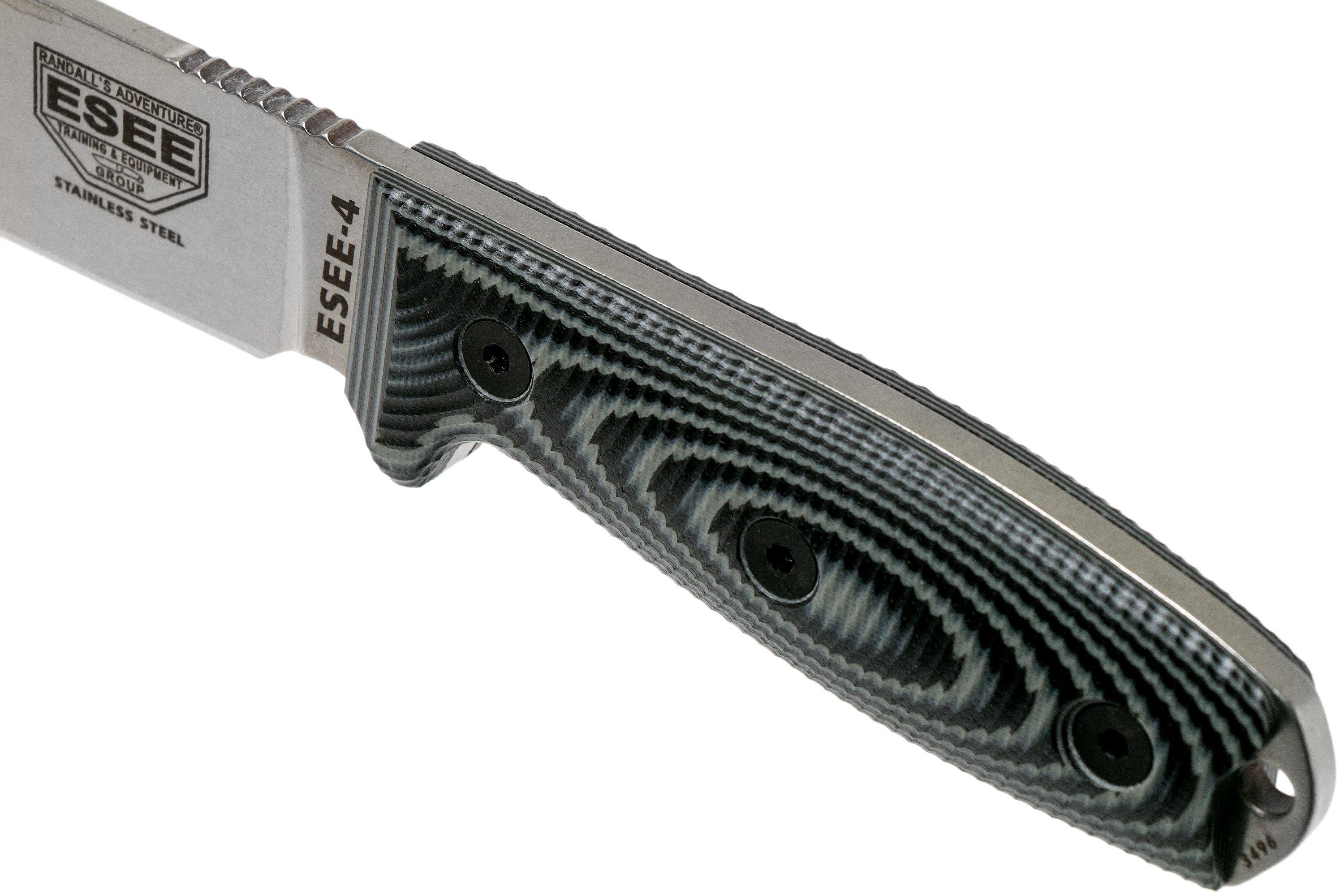 ESEE Model 4 Stainless 440C Blade 3D GreyBlack G10 survival knife 4PSS002 black sheath + belt