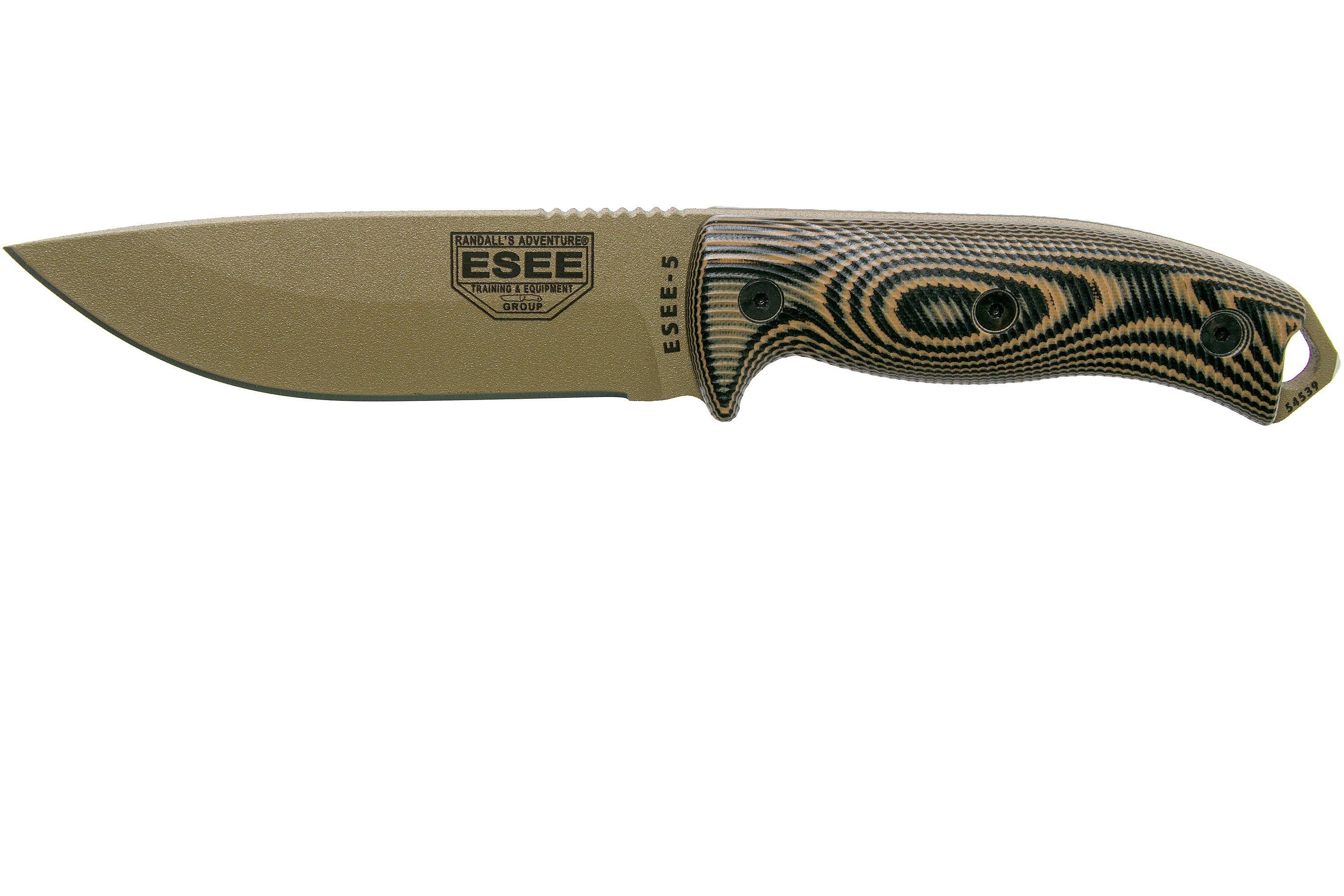 ESEE Model 5 Dark Earth Blade 3D Coyote-Black G10 couteau de