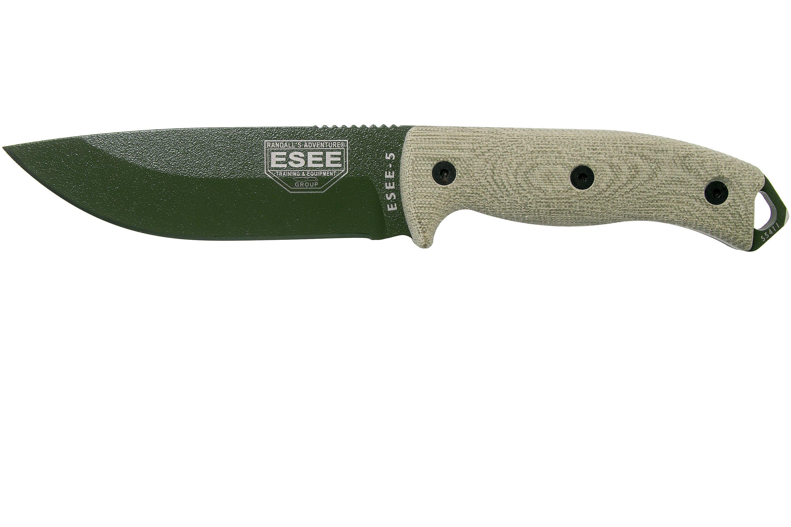 ESEE-5 Survival Fixed Blade Knife w/ Sheath (5.25 Green Plain