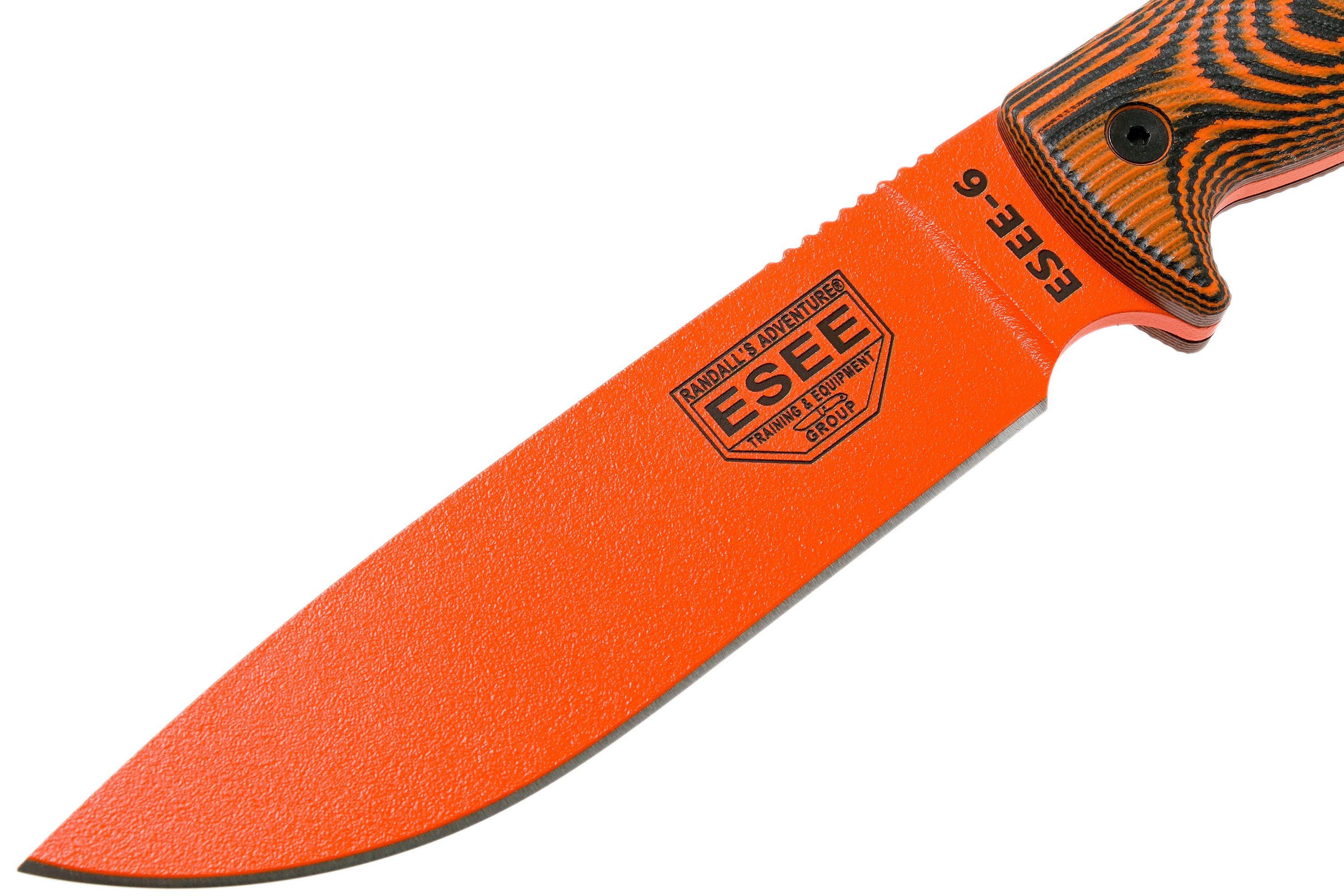 ESEE Model 6 Orange Blade 3D Neon Orange-Black G10 survival knife 6POR-006  black sheath + clip plate