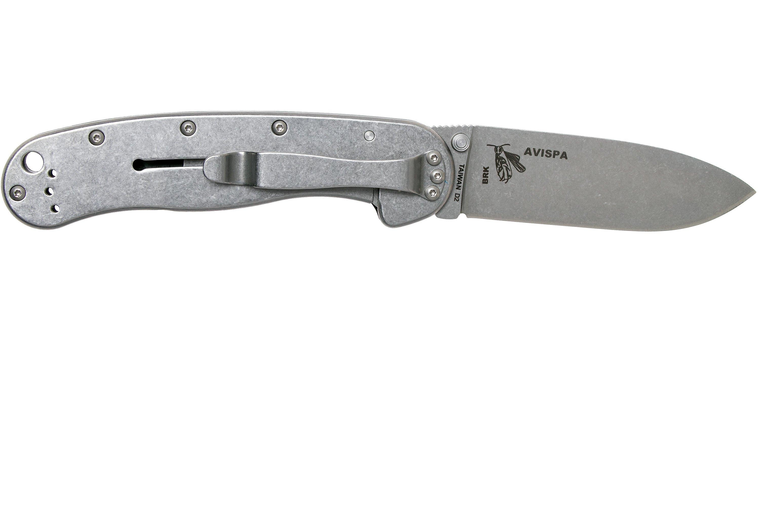 ESEE Avispa pocket knife, stonewashed D2 blade, Black handle BRK1302 ...