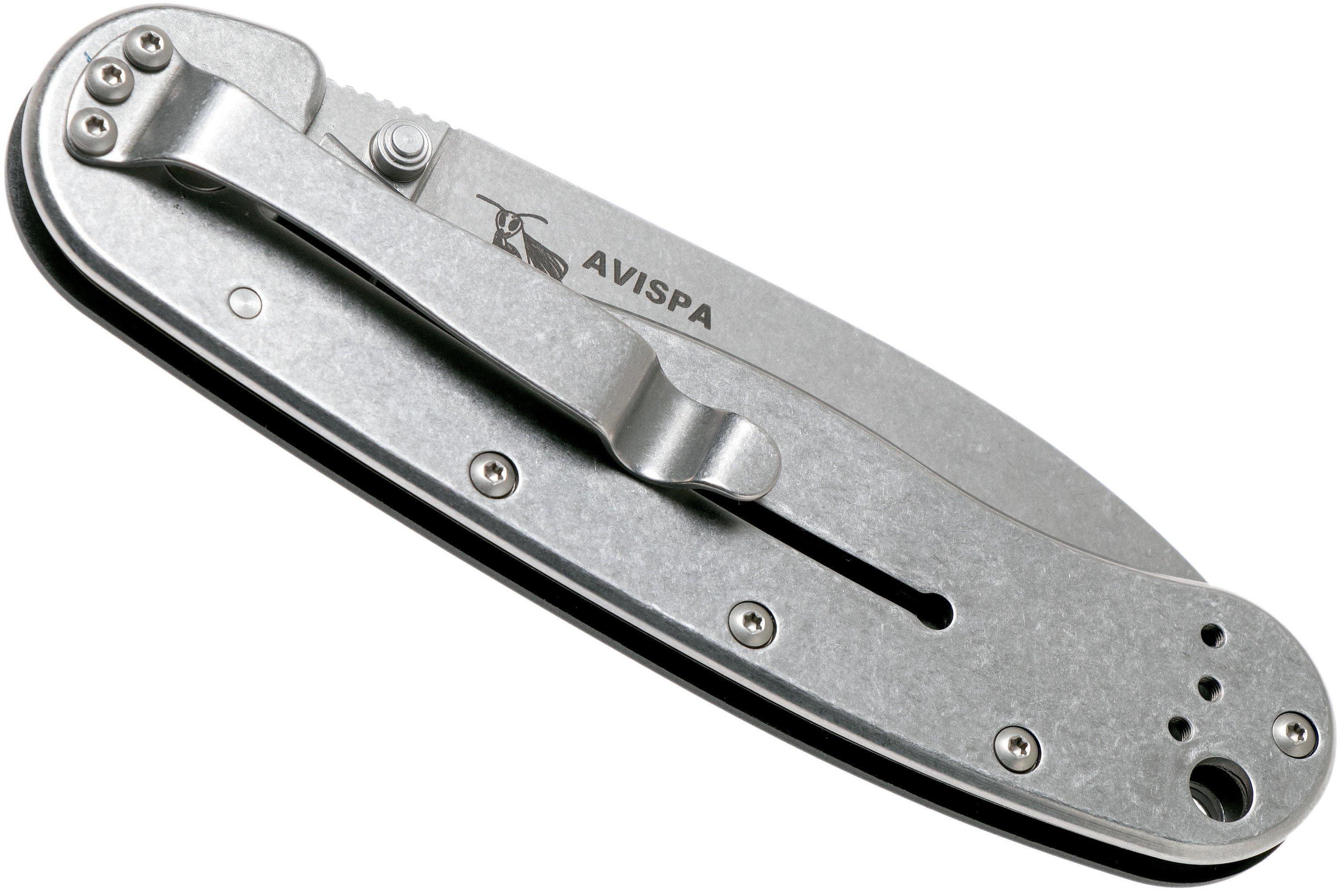 ESEE Avispa pocket knife, stonewashed D2 blade, Black handle BRK1302 ...