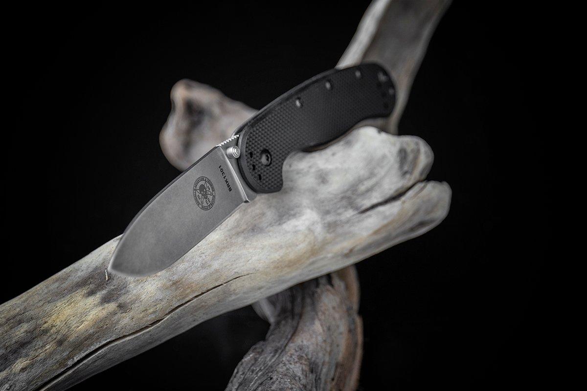ESEE Avispa pocket knife, stonewashed D2 blade, Black handle BRK1302 ...
