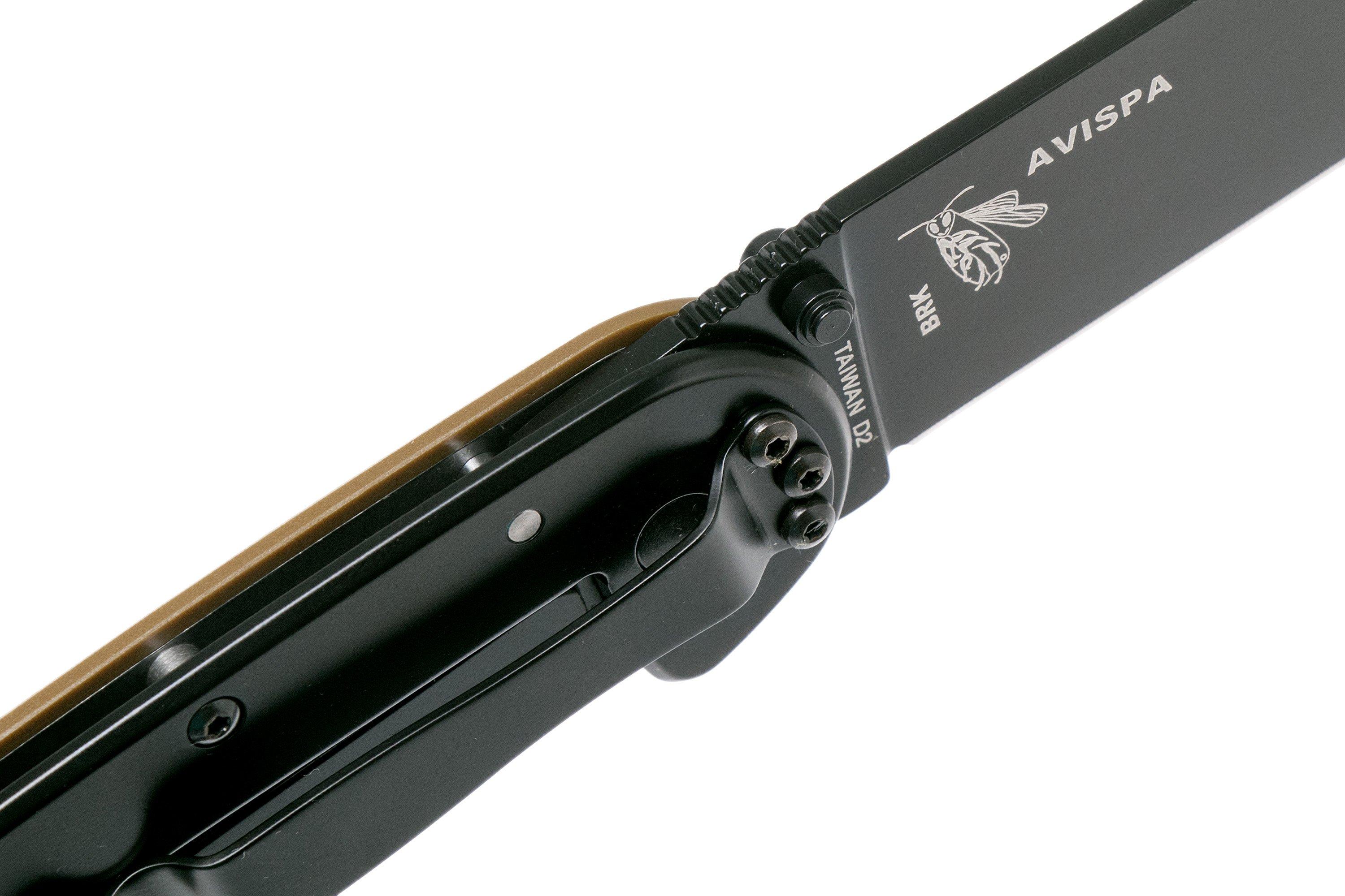 ESEE Avispa pocket knife, black D2 blade, Coyote Brown handle ...