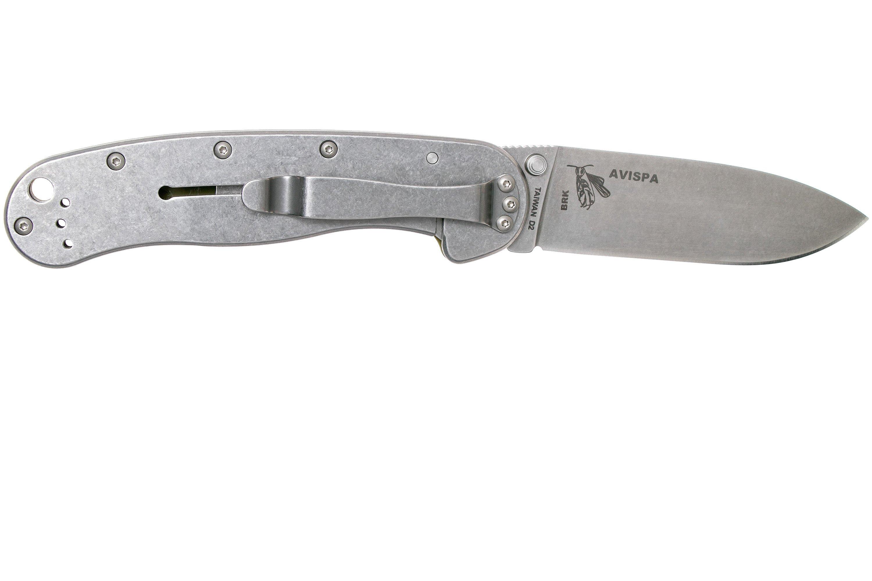 ESEE Avispa pocket knife, stonewashed D2 blade, OD Green handle ...