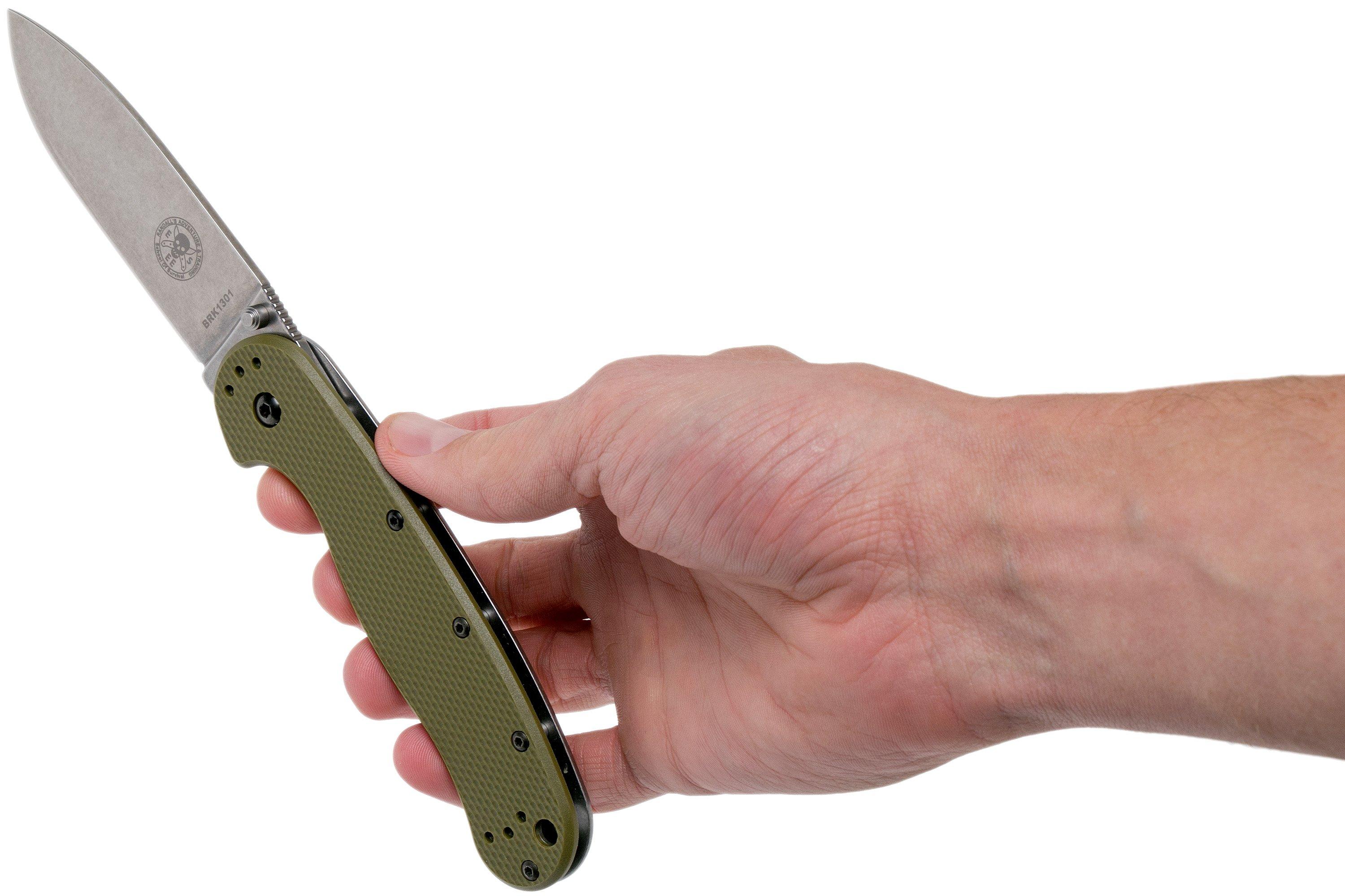 ESEE Avispa pocket knife, stonewashed D2 blade, OD Green handle ...