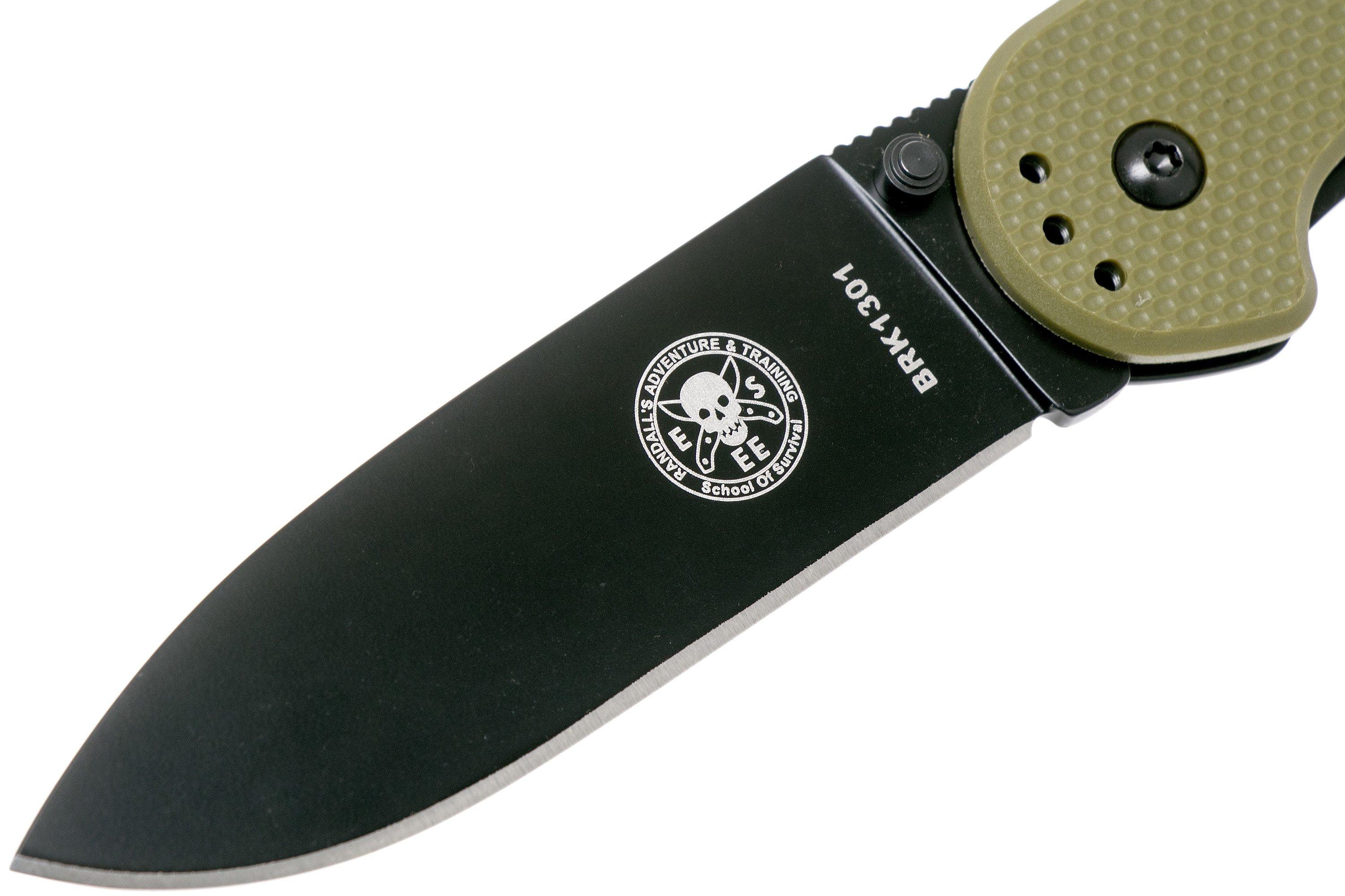 ESEE Avispa pocket knife, black D2 blade, OD Green handle BRK1302ODB ...