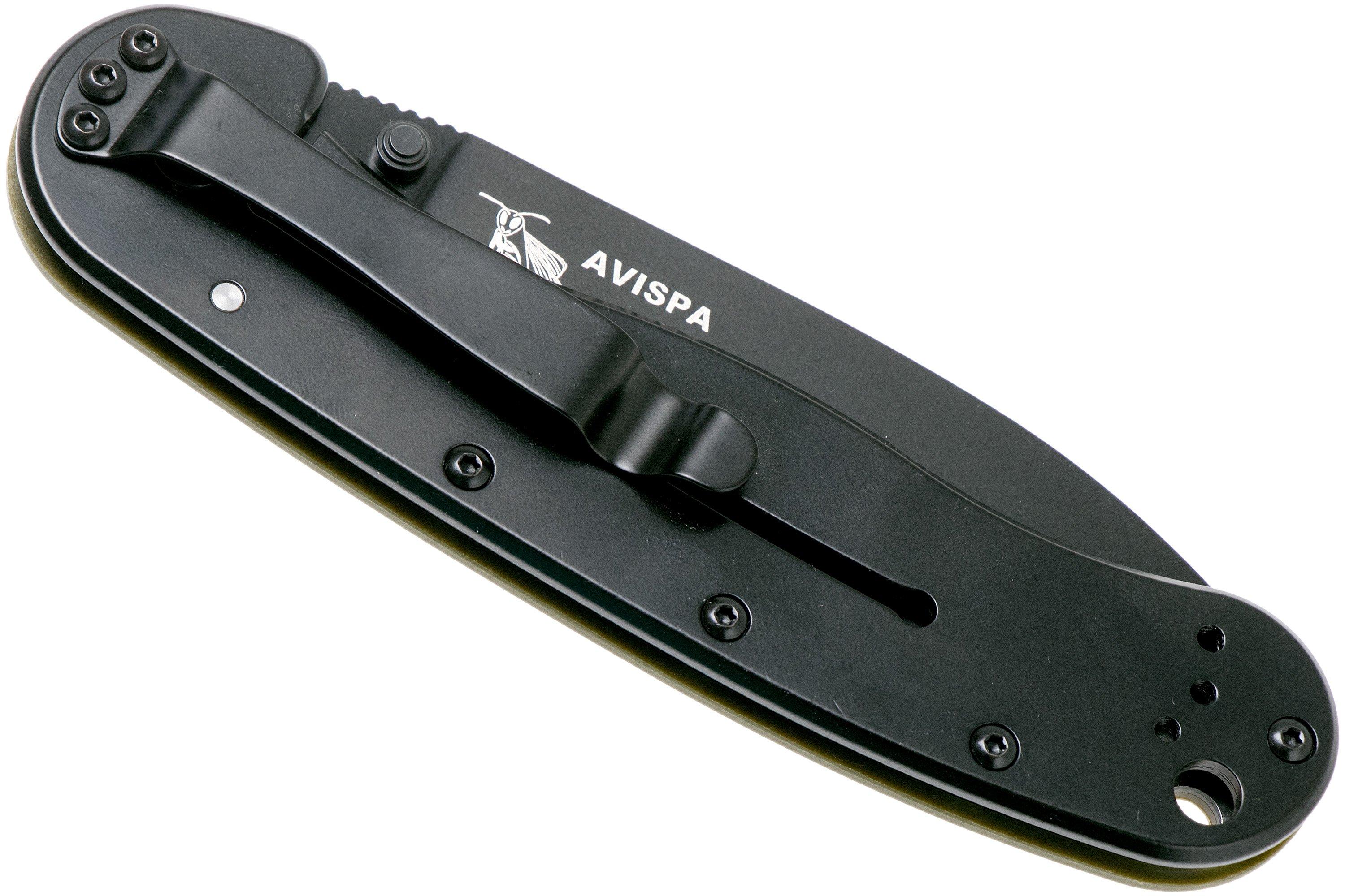ESEE Avispa pocket knife, black D2 blade, OD Green handle BRK1302ODB ...