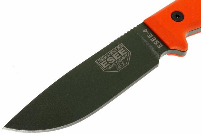 ESEE Knives 4 OD Blade Serrated Edge Orange G10 Black Sheath ESEE-4S-OD 