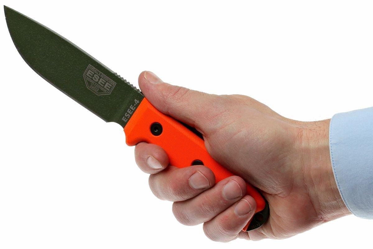 ESEE Model 4 OD blade, orange handle 4P-KO-OD survival knife