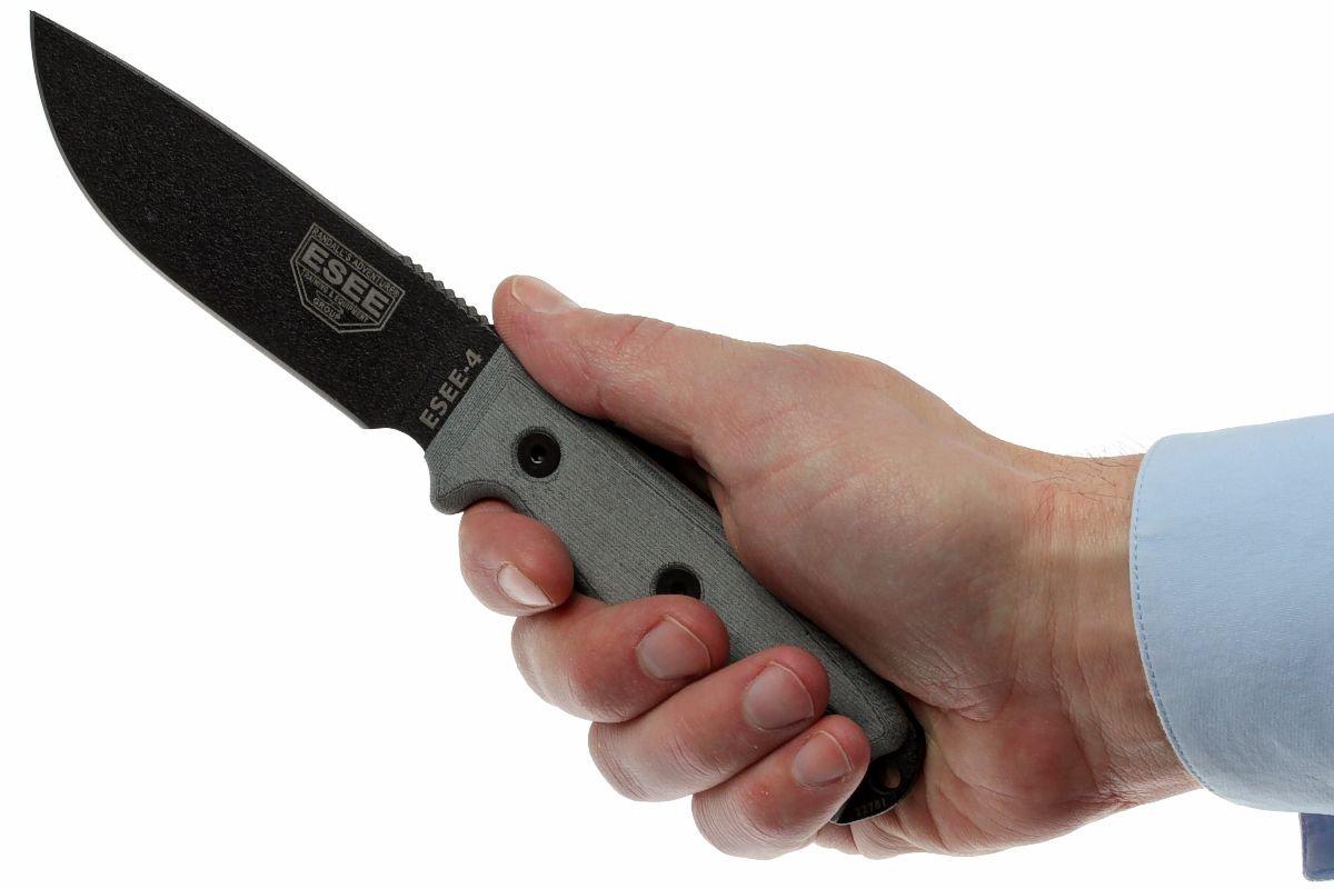 ESEE Model 4 black blade, grey handle 4P-KO survival knife