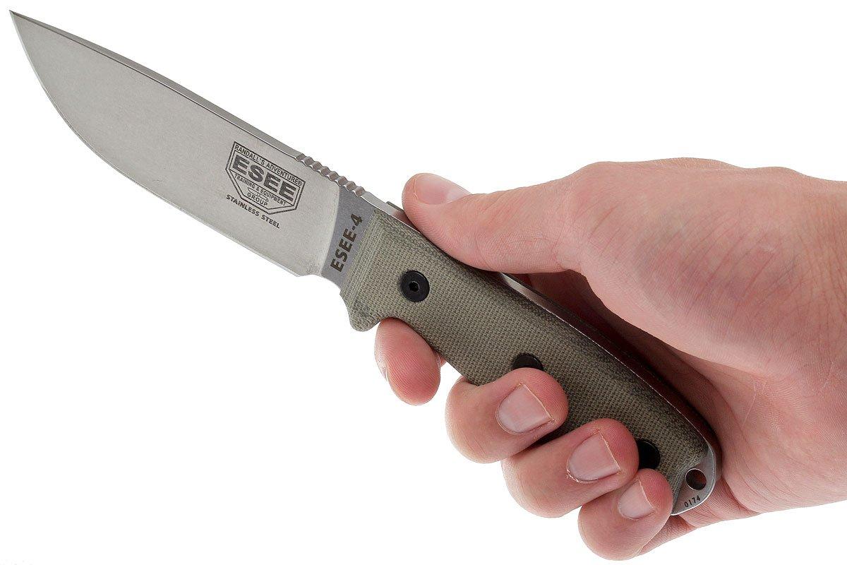 ESEE Model 4 Stainless 440C 4PMBSS with sheath + clip and MOLLEback
