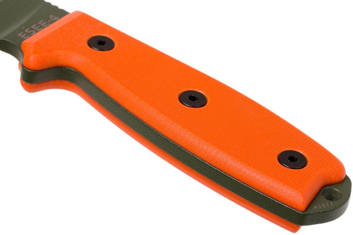 ESEE Model 4 OD blade, orange handle 4P-OD with sheath + clip ...