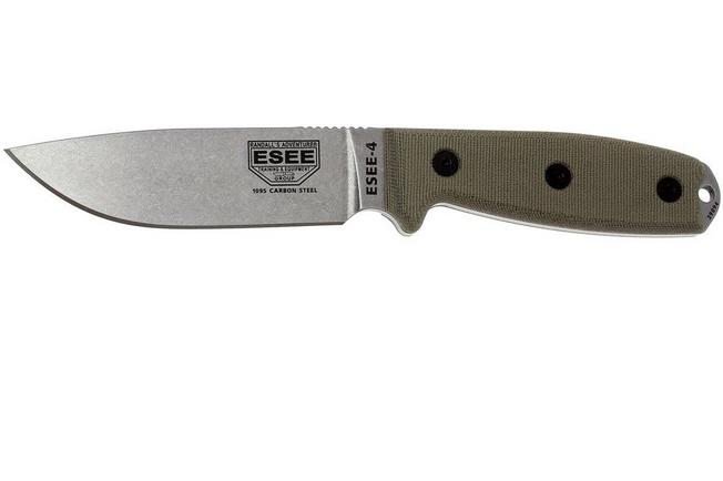 Image for ESEE Model 4 Uncoated 4P-UC survival knife with coyote sheath + clip