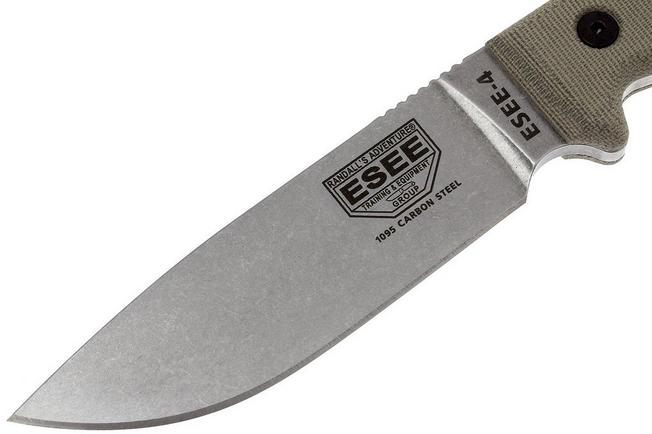 Image for ESEE Model 4 Uncoated 4P-UC survival knife with coyote sheath + clip