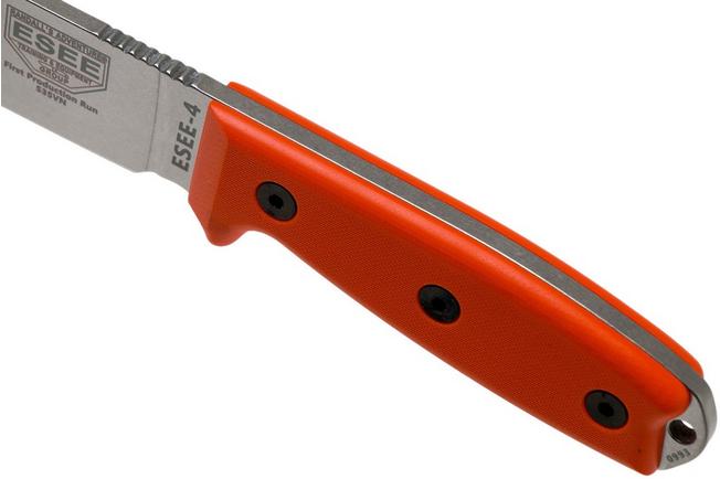 ESEE Model 4 Plain Edge S35VN, Orange G10 Handle 4P35V-OR with 