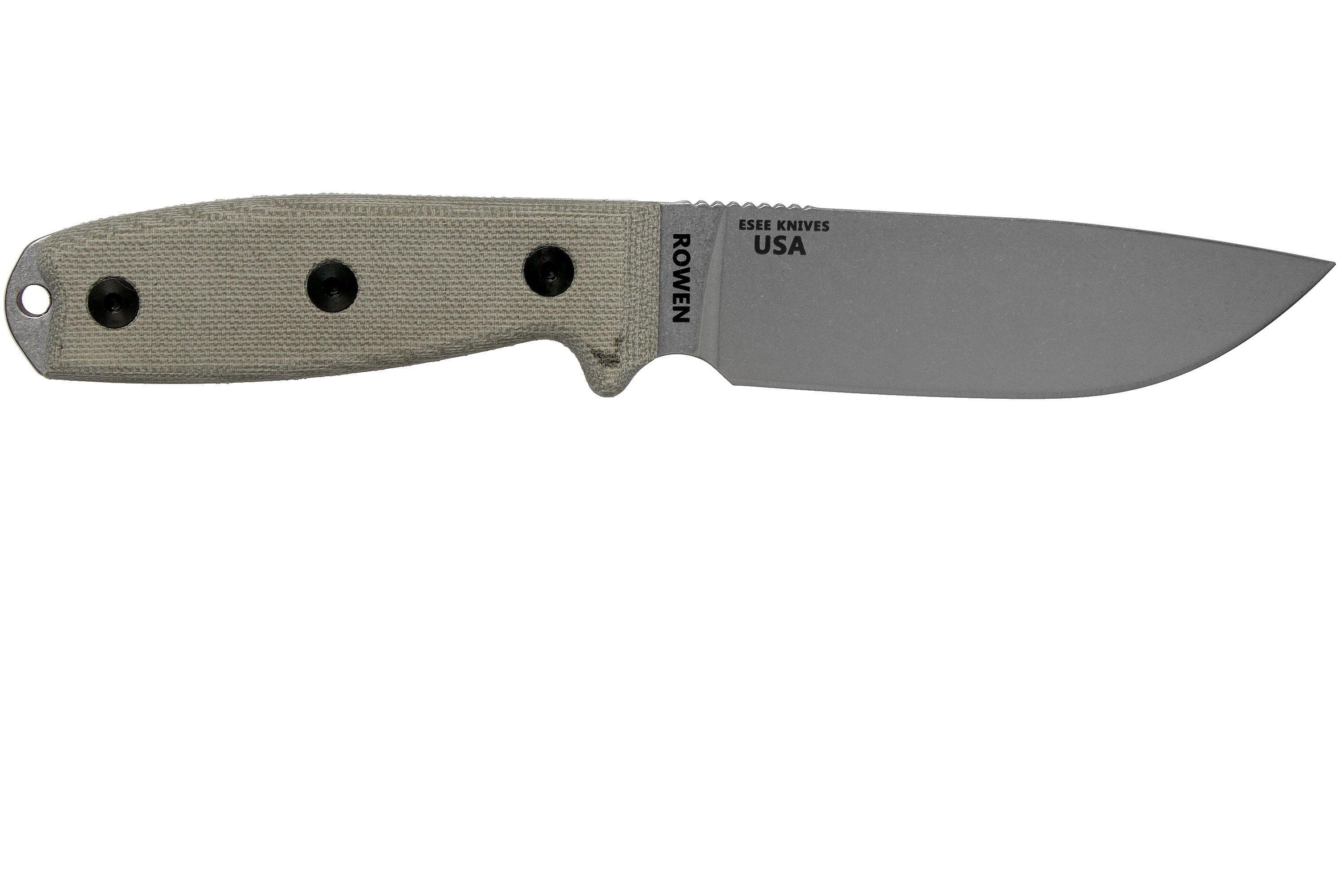 ESEE Model 4 Plain Edge S35VN, Canvas Micarta Handle 4P35V con fodero