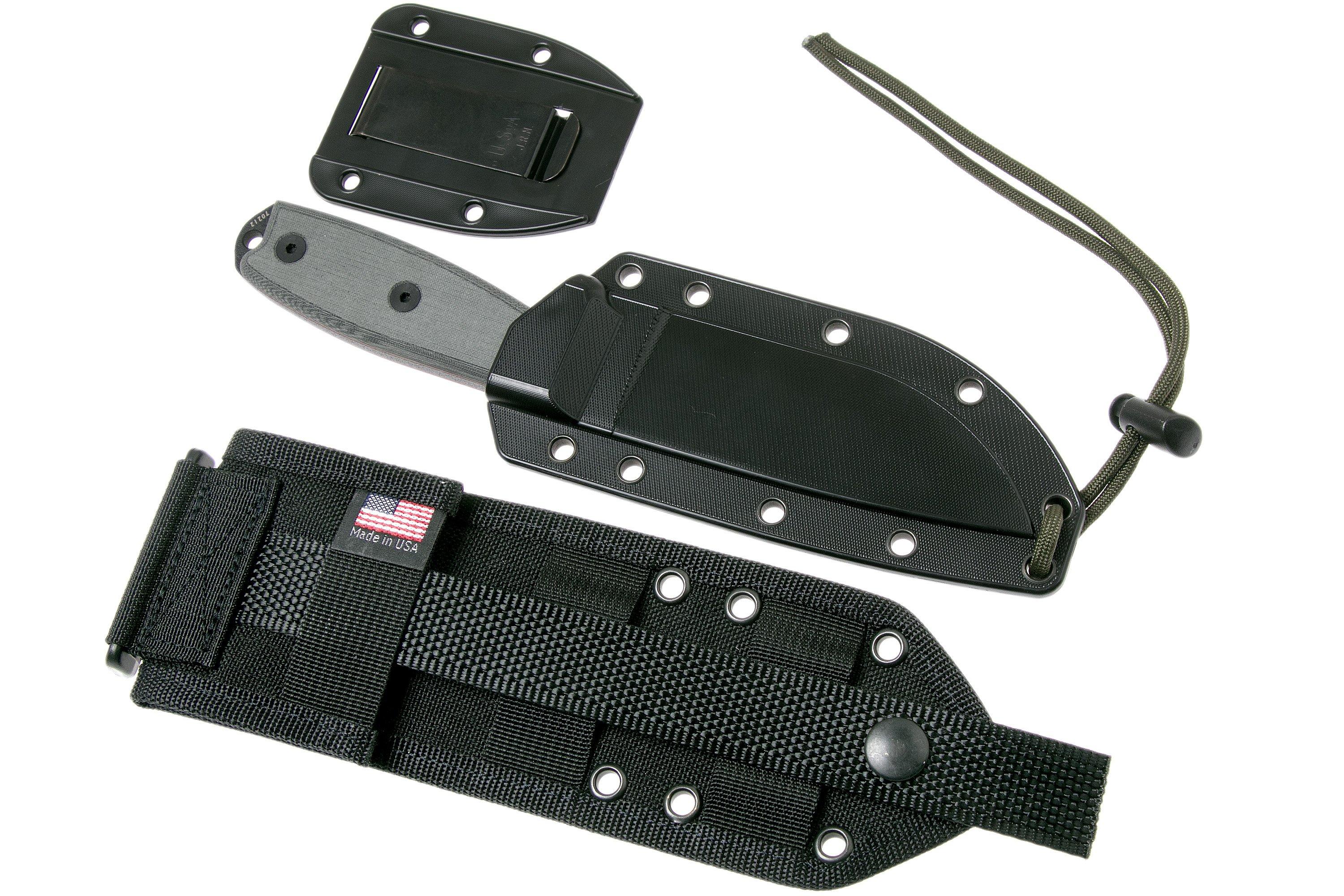 ESEE Model 4 serrated blade, grey handle 4SMBB with black sheath