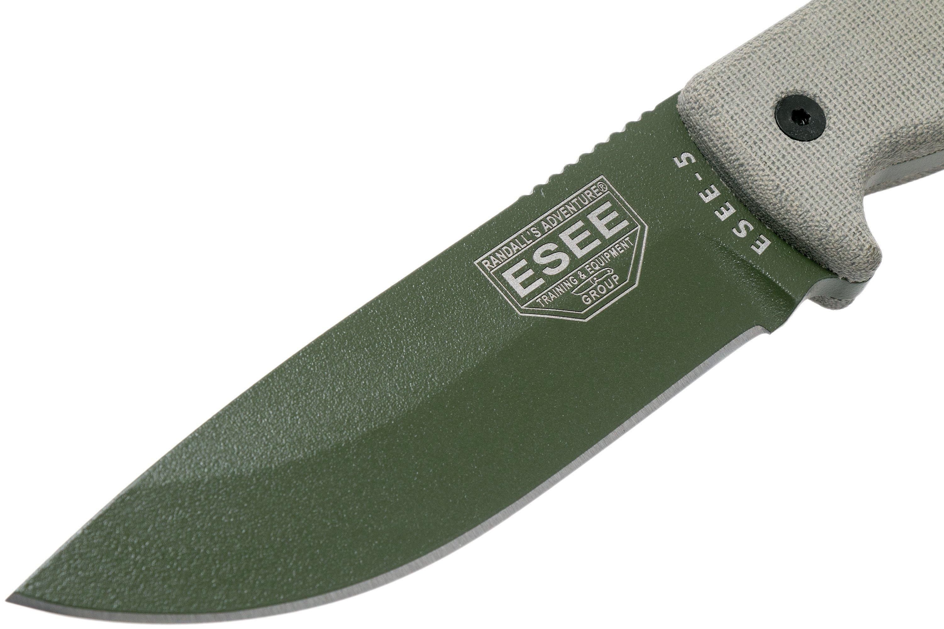 ESEE Model 5 OD blade, desert tan handle 5PKOOD survival knife