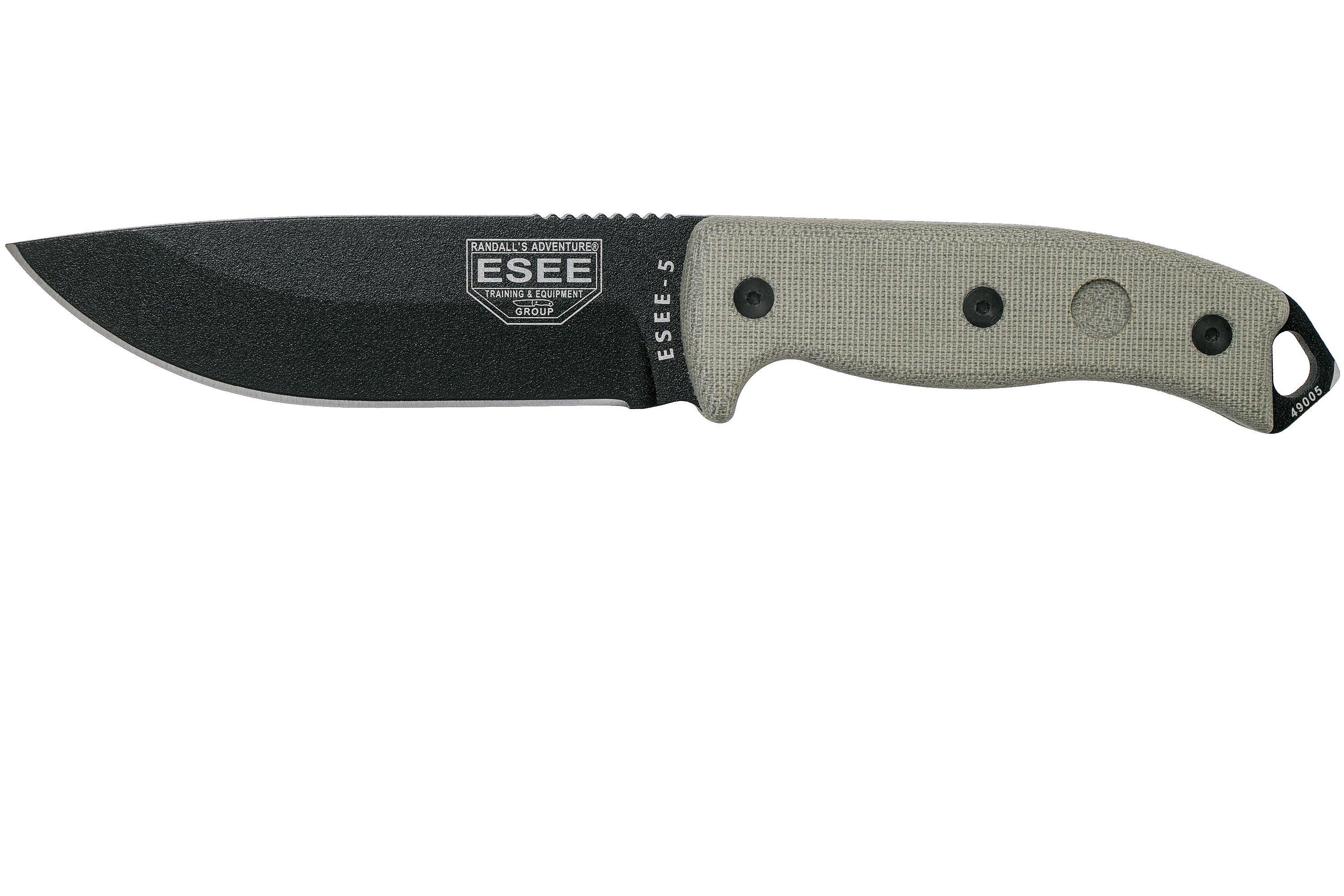 ESEE Model 5 black blade, desert tan handle 5P-KO survival knife