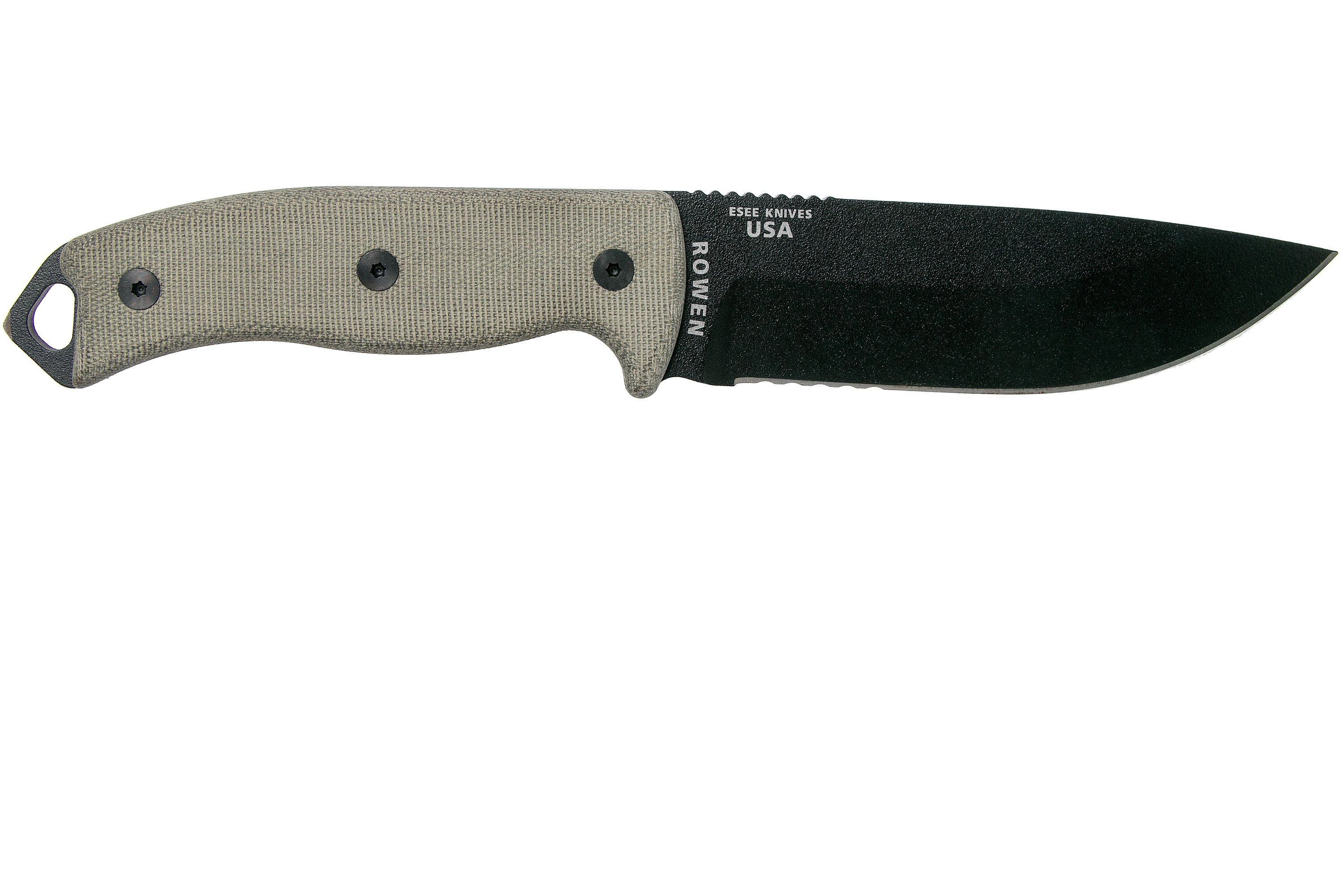 ESEE Model 5 Serrated black blade 5S survival knife with kydex schede