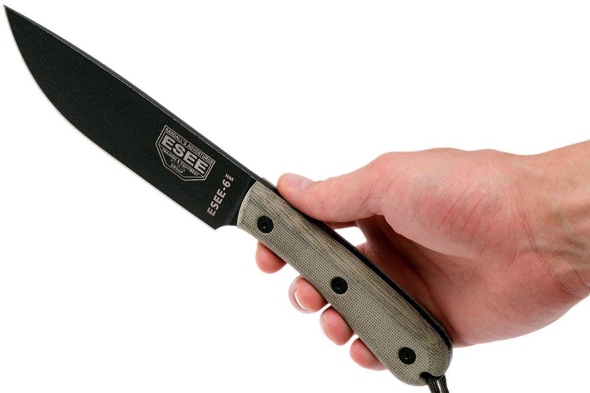 ESEE Model 6HM bushcraft knife Modified Handle, leather sheath