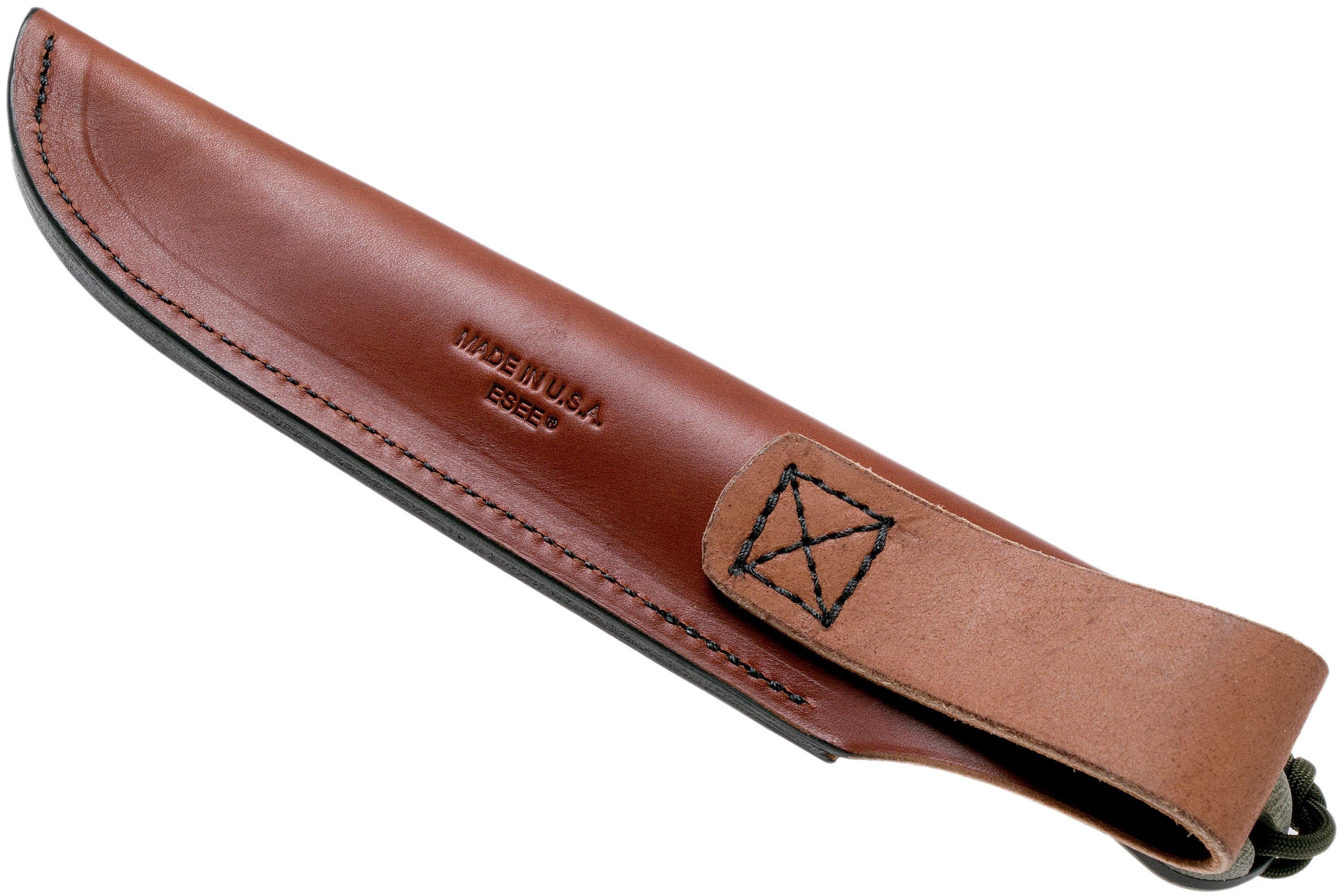 ESEE Model 6HM bushcraft knife Modified Handle, leather sheath