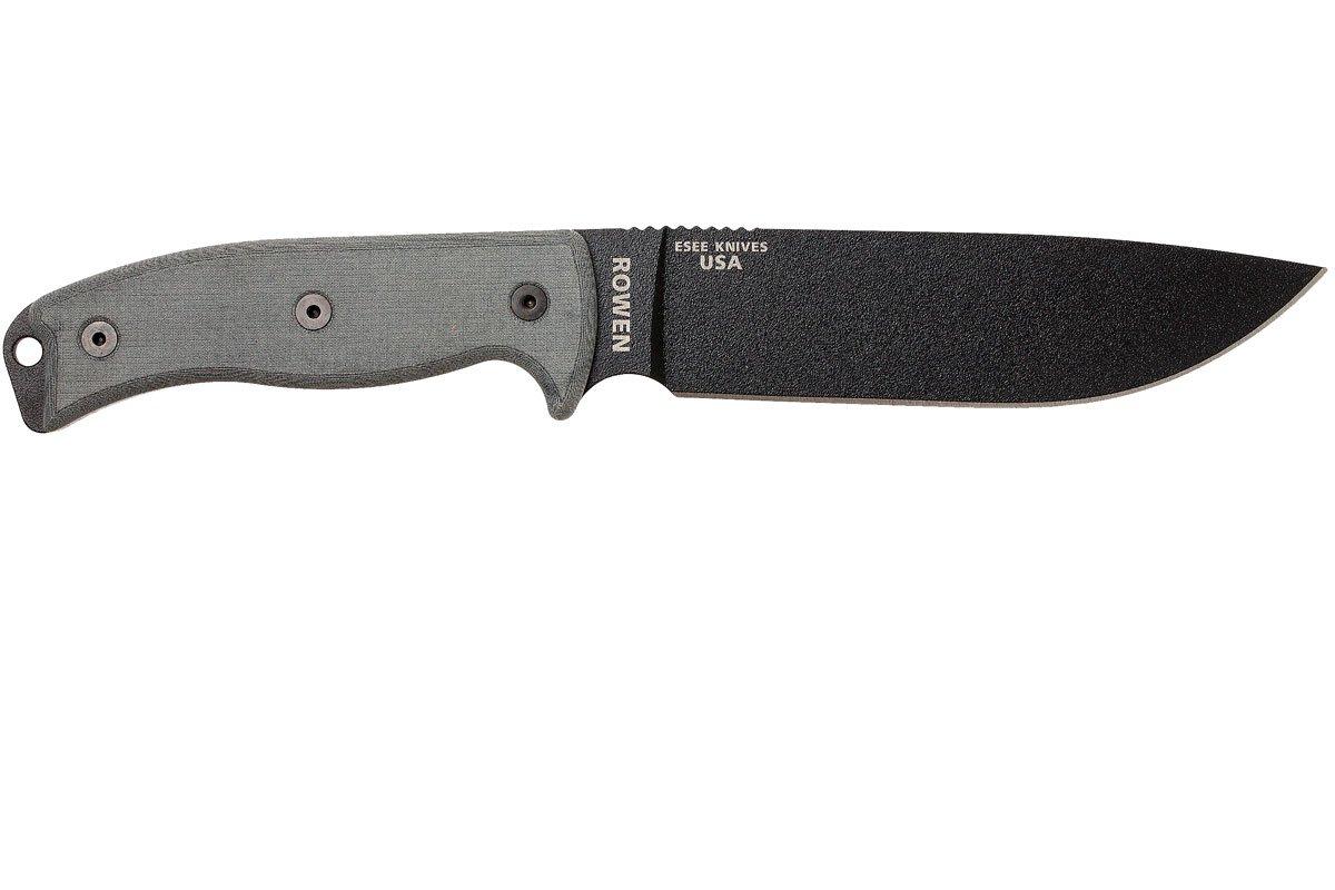 ESEE Model 6 black blade, grey handle 6P-B with black sheath + belt ...