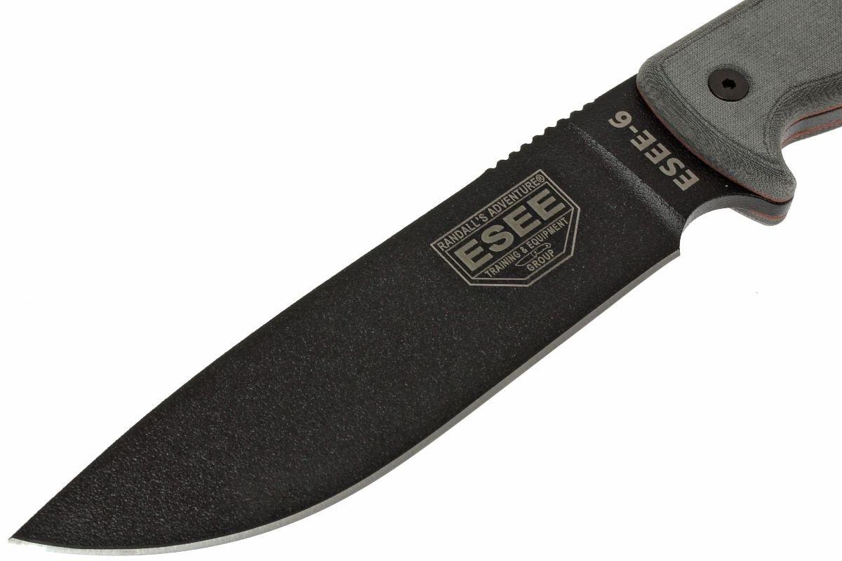 ESEE Model 6 Black blade, Grey Handle 6P-KO cuchillo de supervivencia