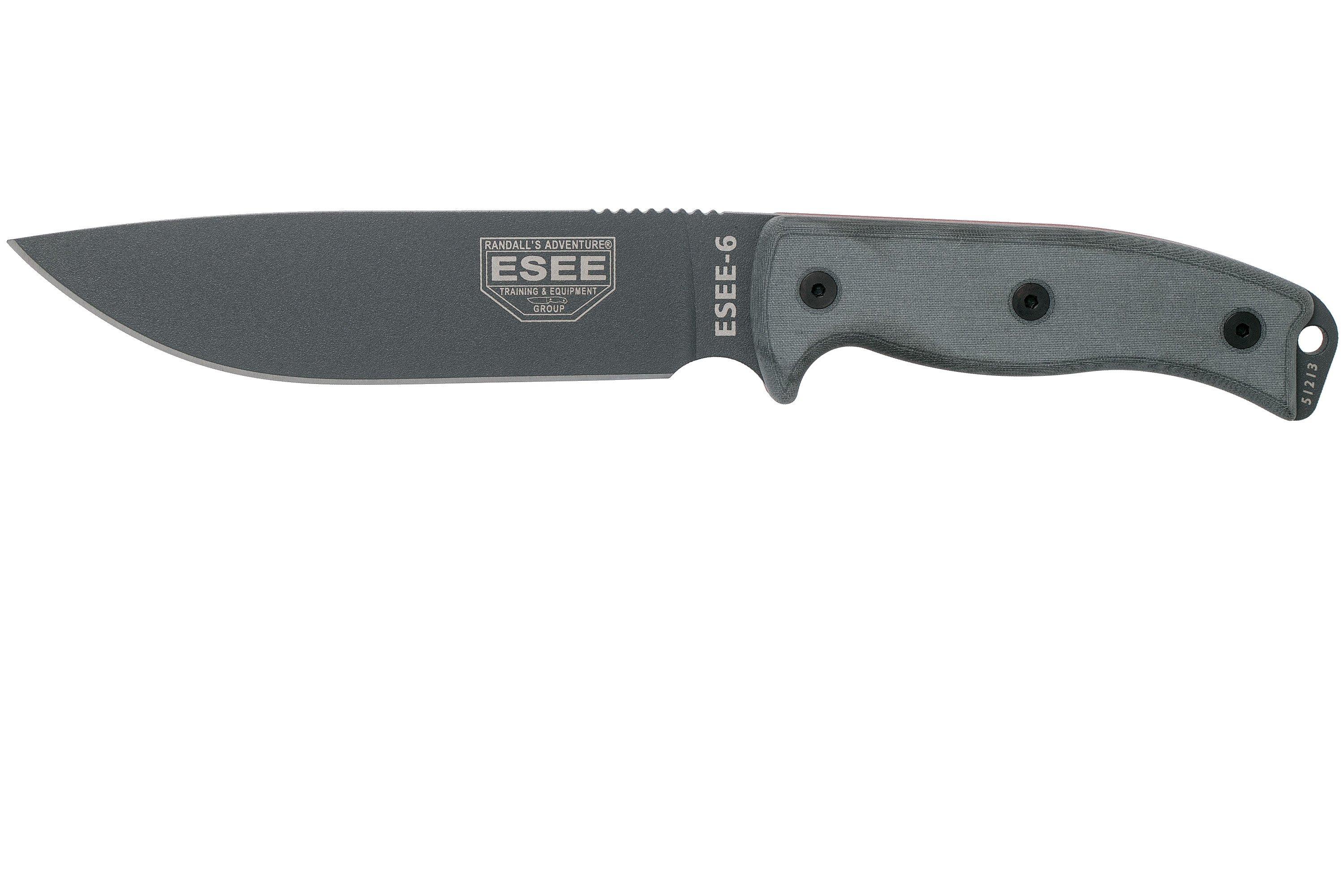 ESEE Model 6 Tactical Gunsmoke, Grauer Handgriff 6P-TG mit schwarzer  Scheide + Gürtelclip | Günstiger shoppen bei knivesandtools.de