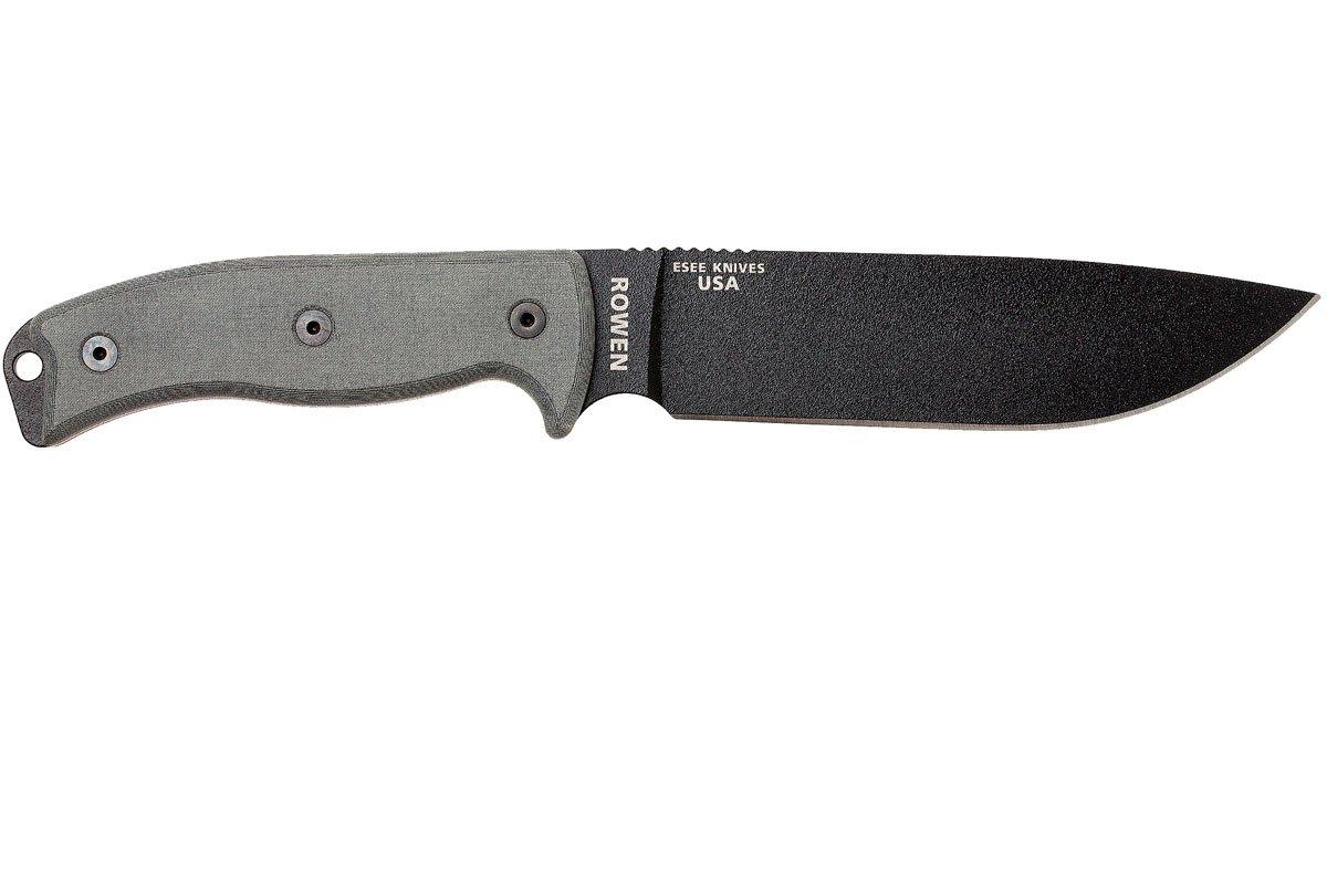 ESEE Model 6 black blade, grey handle 6P with brown sheath + belt clip ...