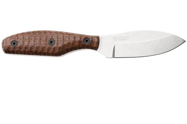 Afbeelding voor ESEE Belt Knife ESEE-EBK-M, Stonewashed CPM MagnaCut, Brown Burlap Micarta vaststaand mes, James Gibson design