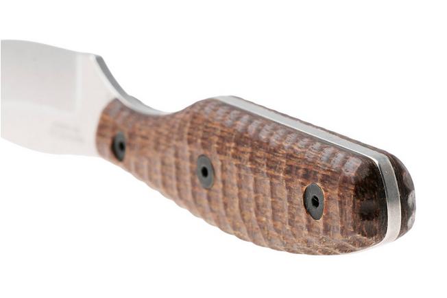 Afbeelding voor ESEE Belt Knife ESEE-EBK-M, Stonewashed CPM MagnaCut, Brown Burlap Micarta vaststaand mes, James Gibson design