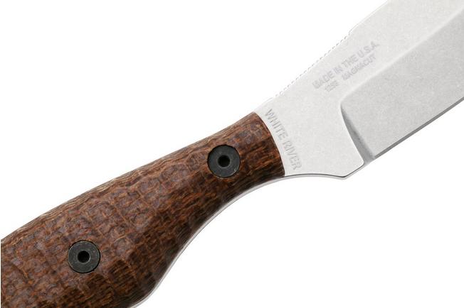Afbeelding voor ESEE Belt Knife ESEE-EBK-M, Stonewashed CPM MagnaCut, Brown Burlap Micarta vaststaand mes, James Gibson design