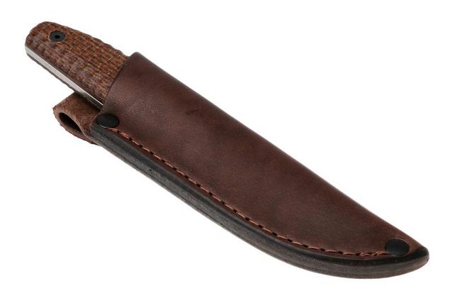 Afbeelding voor ESEE Belt Knife ESEE-EBK-M, Stonewashed CPM MagnaCut, Brown Burlap Micarta vaststaand mes, James Gibson design