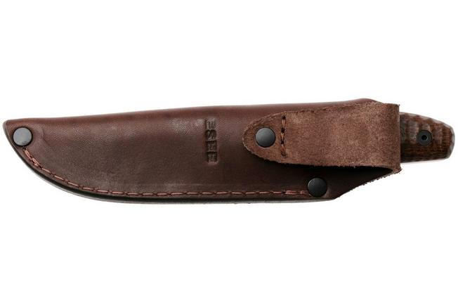 Afbeelding voor ESEE Belt Knife ESEE-EBK-M, Stonewashed CPM MagnaCut, Brown Burlap Micarta vaststaand mes, James Gibson design