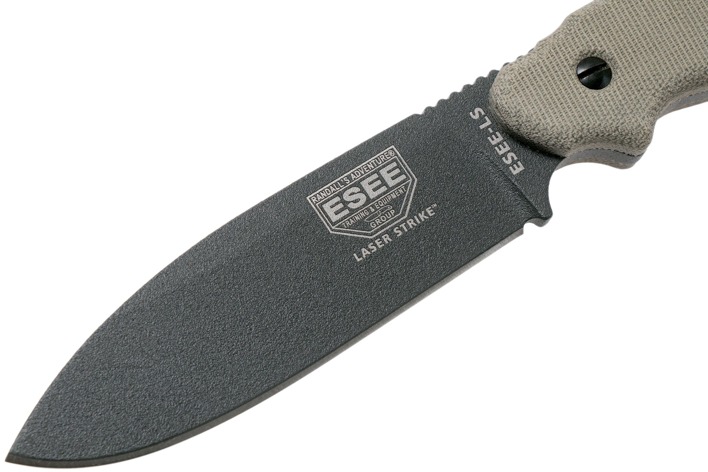 ESEE Laser Strike Tactical Gunsmoke LSPTG survival knife with kydex