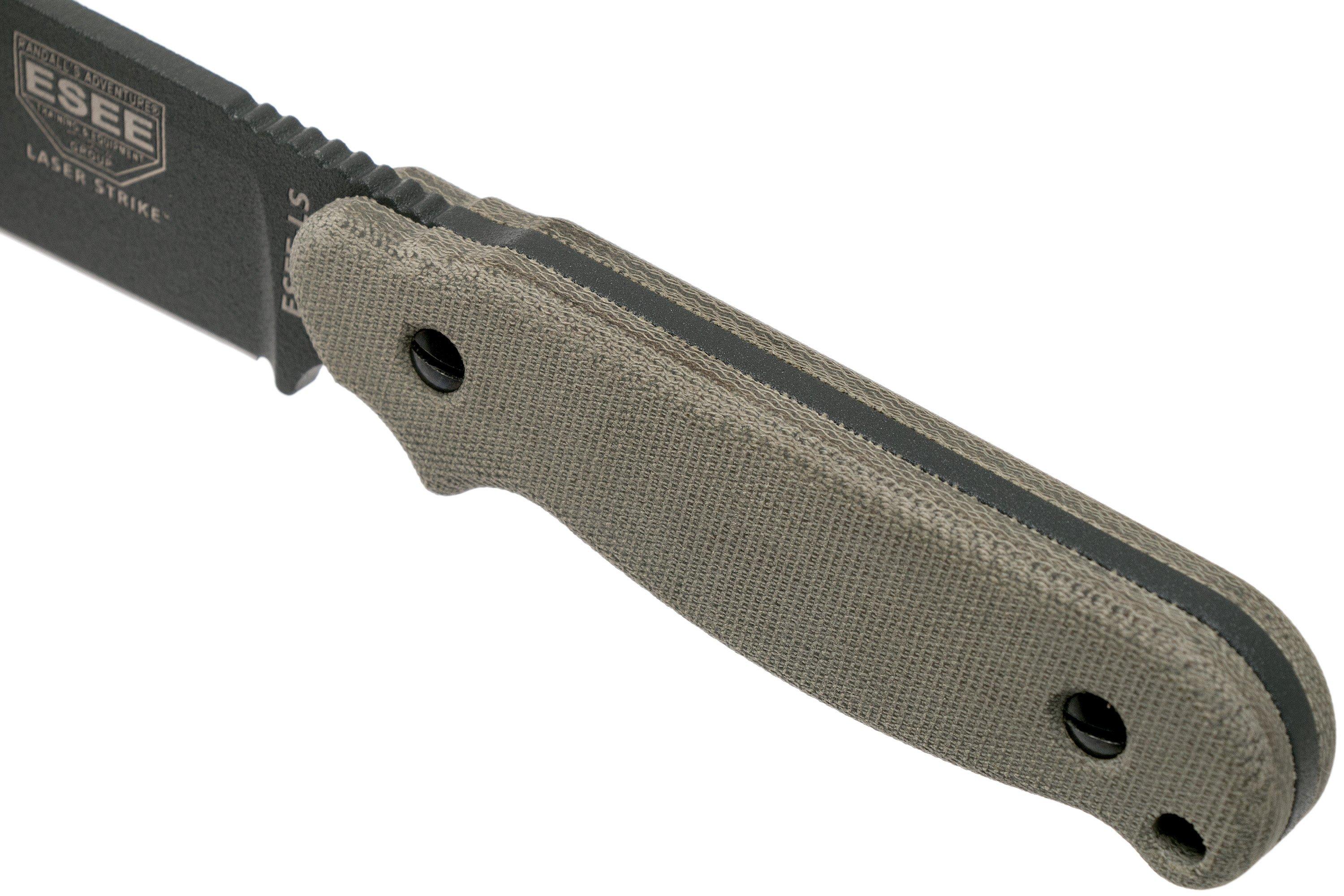 ESEE Laser Strike Tactical Gunsmoke LSPTG survival knife with kydex