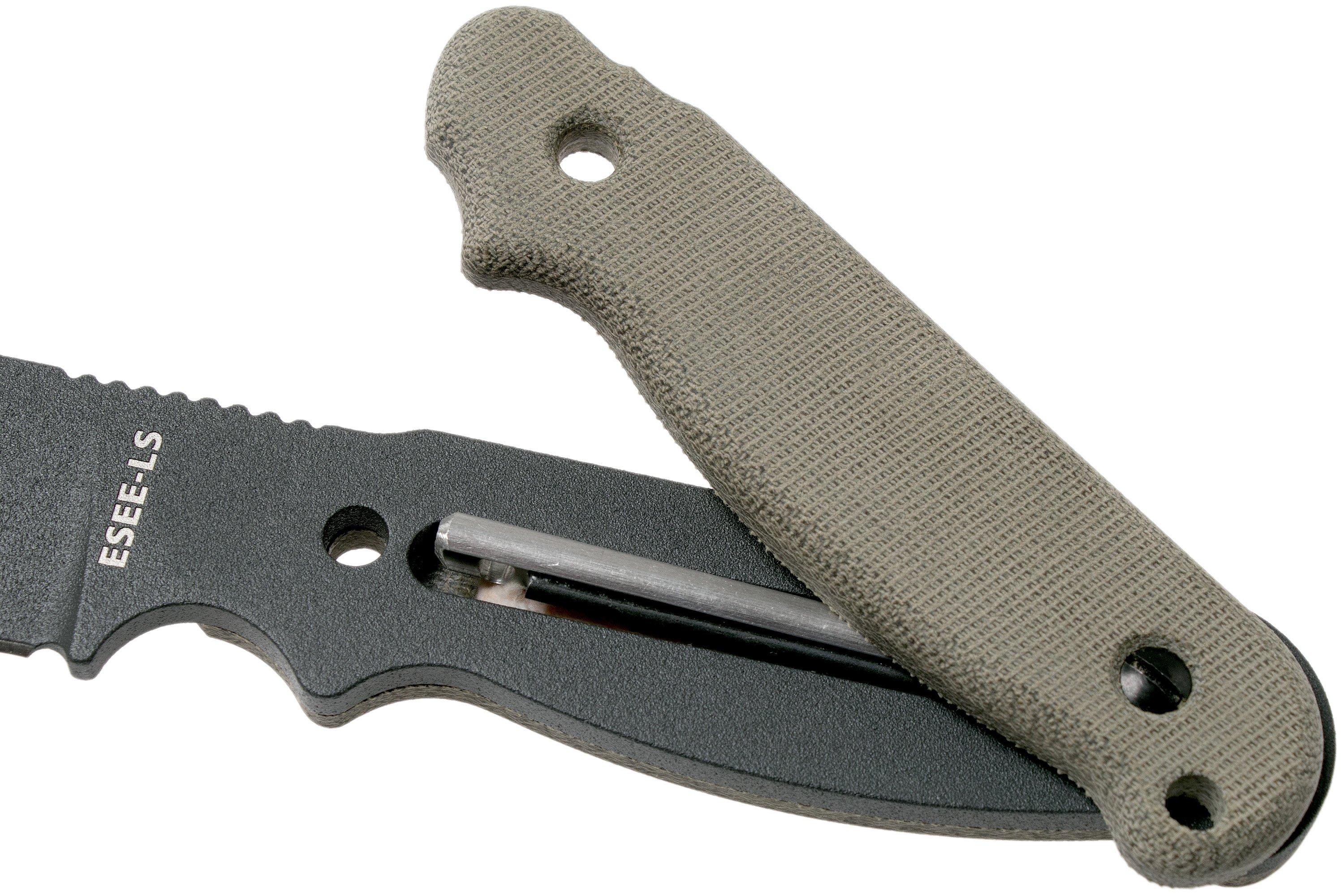 ESEE Laser Strike Tactical Gunsmoke LSPTG survival knife with kydex