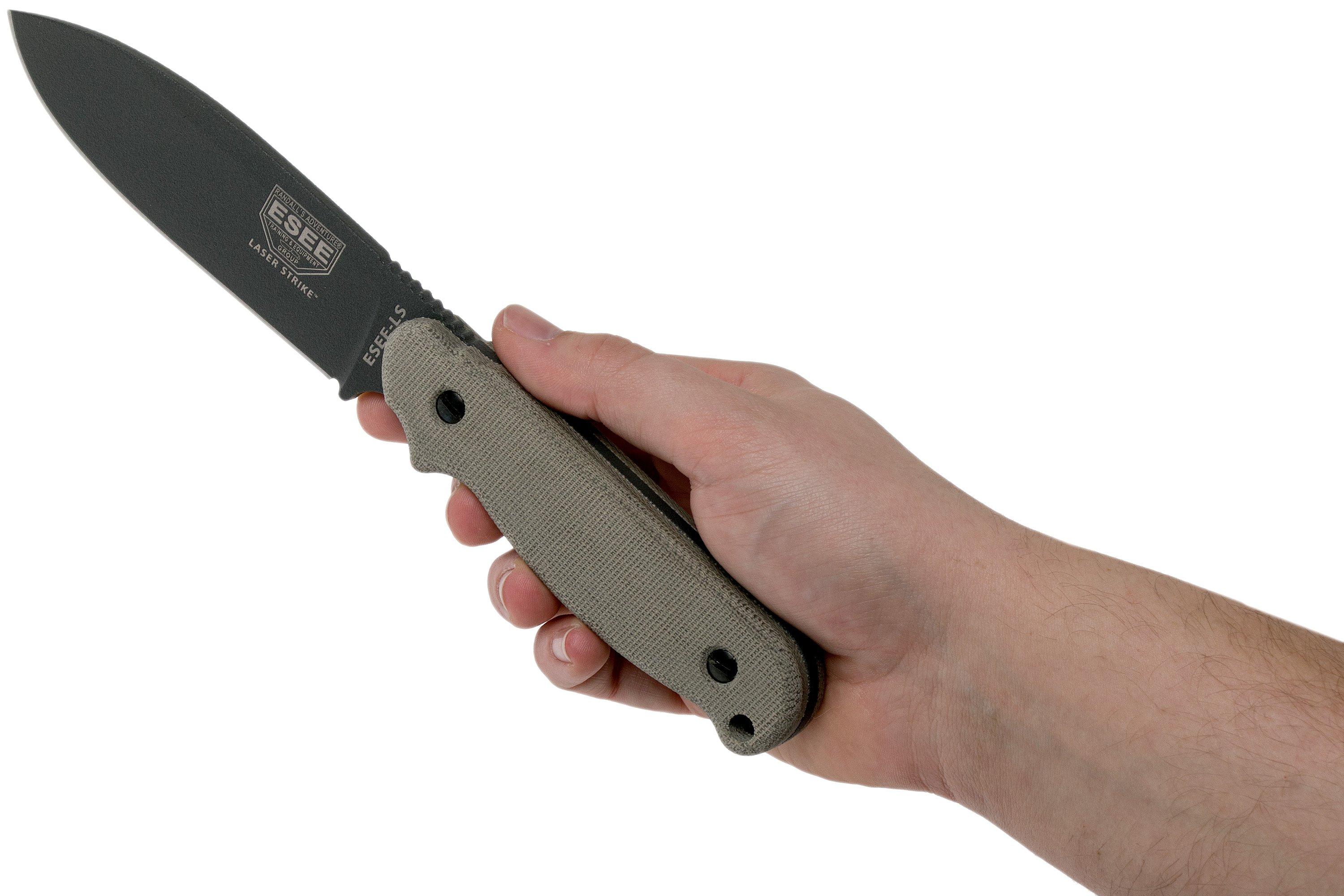 ESEE Laser Strike Tactical Gunsmoke LSPTG survival knife with kydex