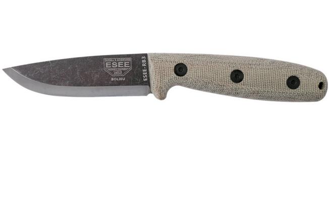 Afbeelding voor ESEE RB3-JRE Bolieu Camp-Lore, scandi grind, Bushcraft schede, Rueben Bolieu design
