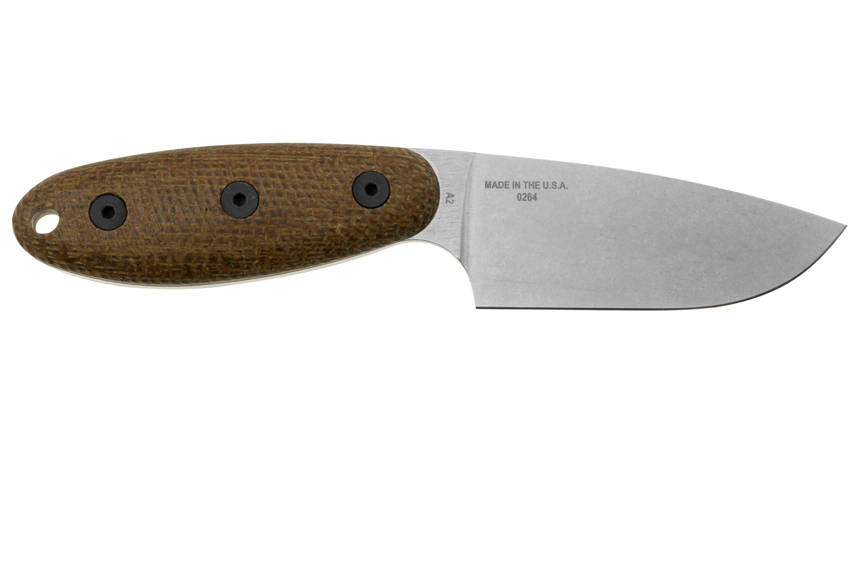 ESEE Sencillo ESEE-SENCILLO-A2, A2 Droppoint, 3D Burlap Mircarta Handle ...