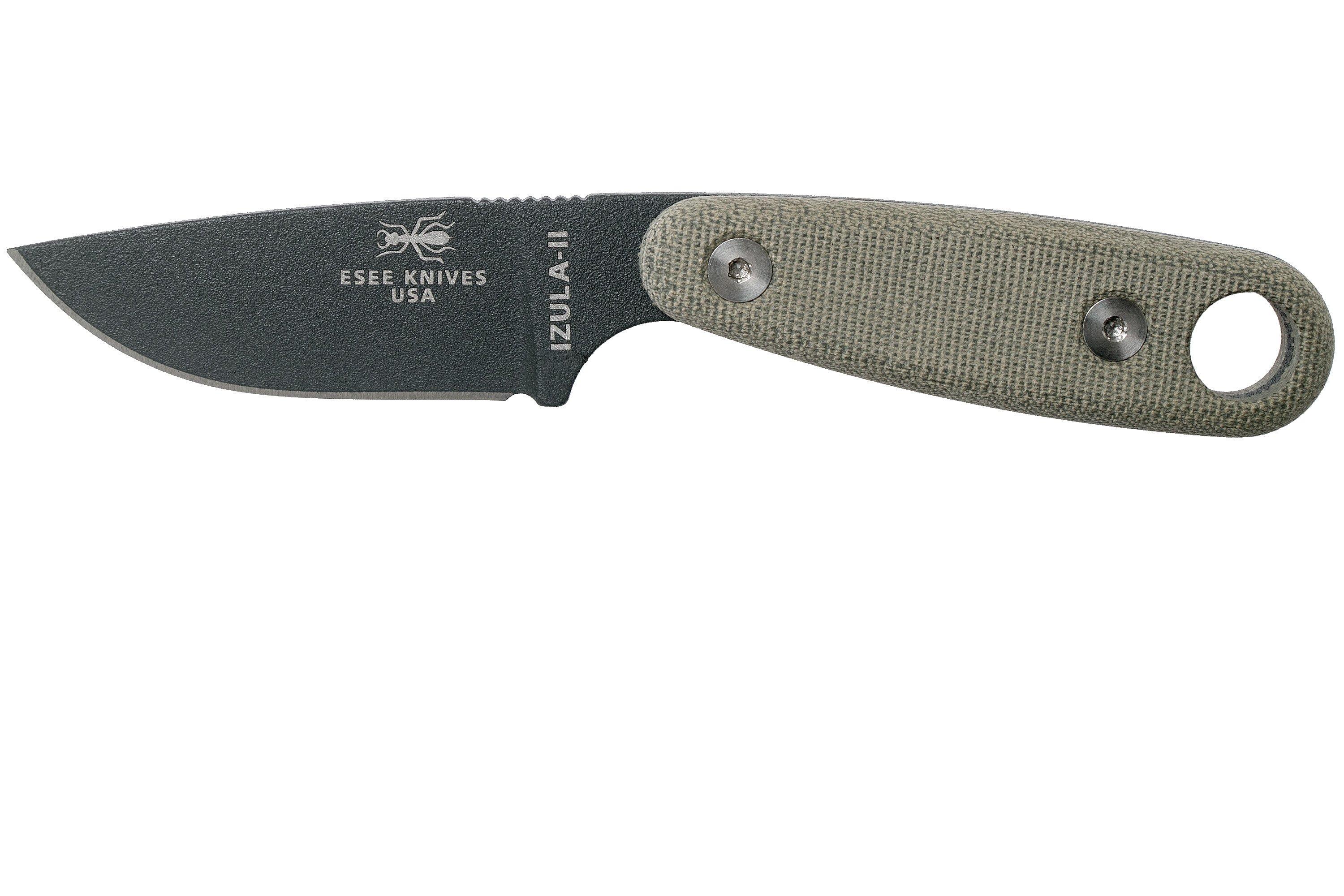 ESEE Izula II Tactical Gunsmoke IZULAIITG neck knife with black