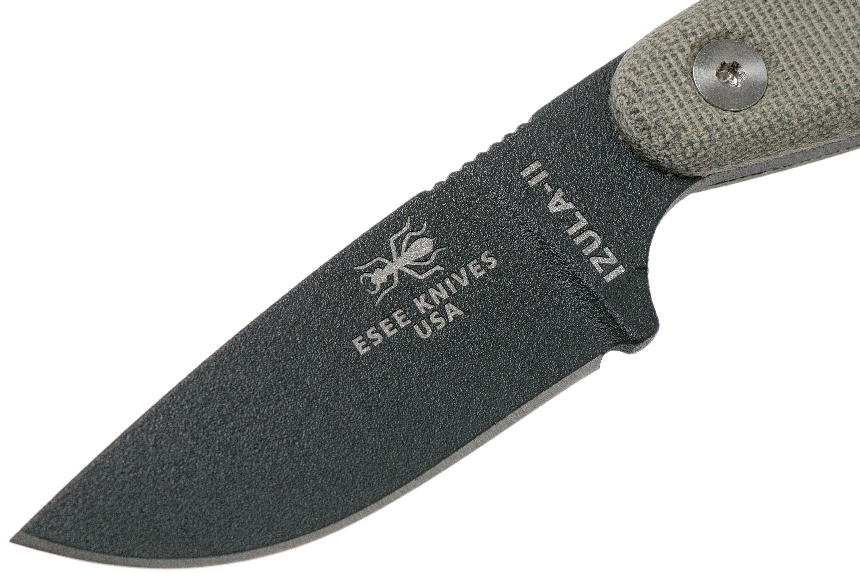 ESEE Izula II Tactical Gunsmoke IZULAIITG neck knife with black