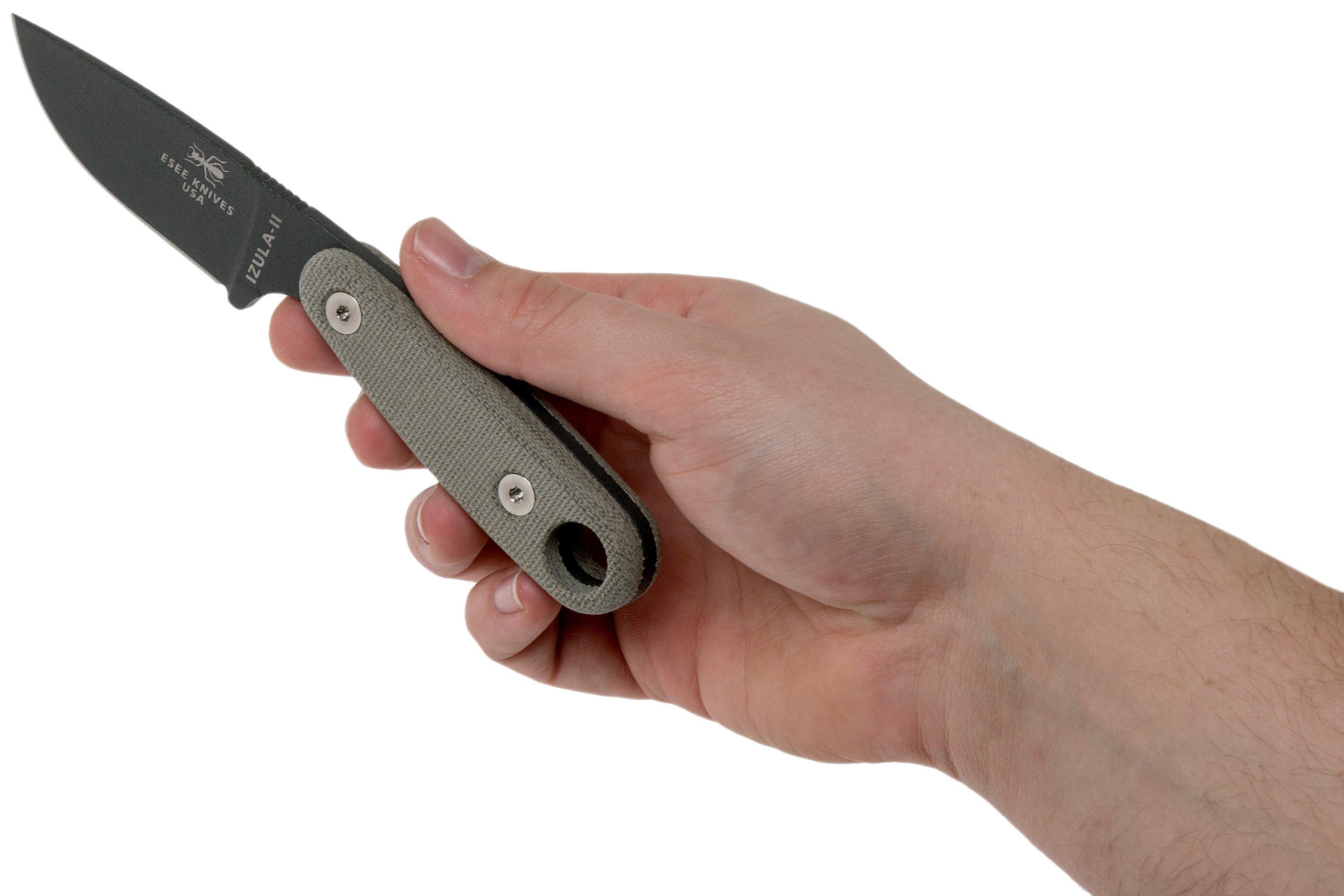 ESEE Izula II Tactical Gunsmoke IZULAIITG neck knife with black